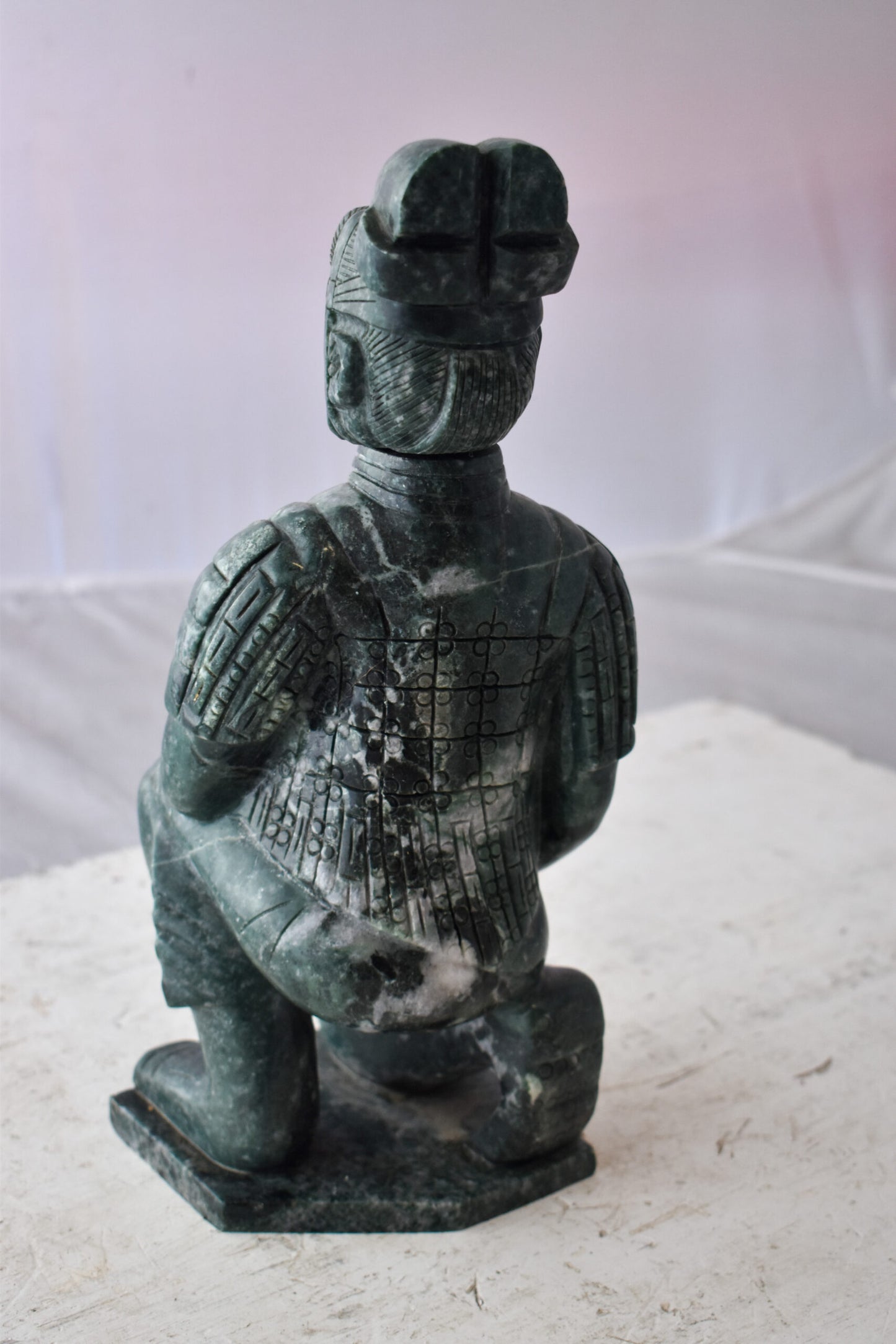 Asian Terracotta Warrior Sitting Replica Made of Marble 5" x 5" x 15"H