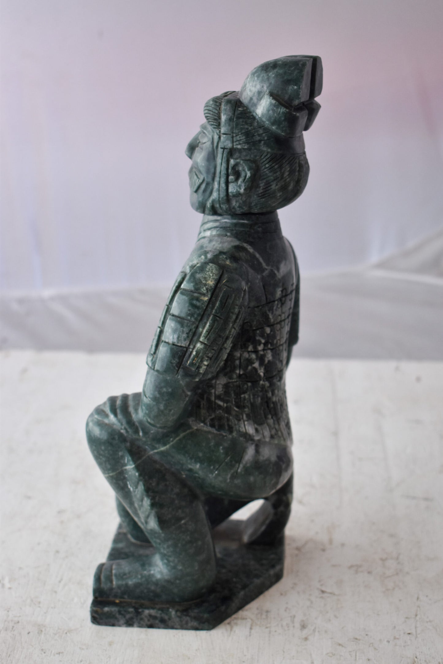 Asian Terracotta Warrior Sitting Replica Made of Marble 5" x 5" x 15"H