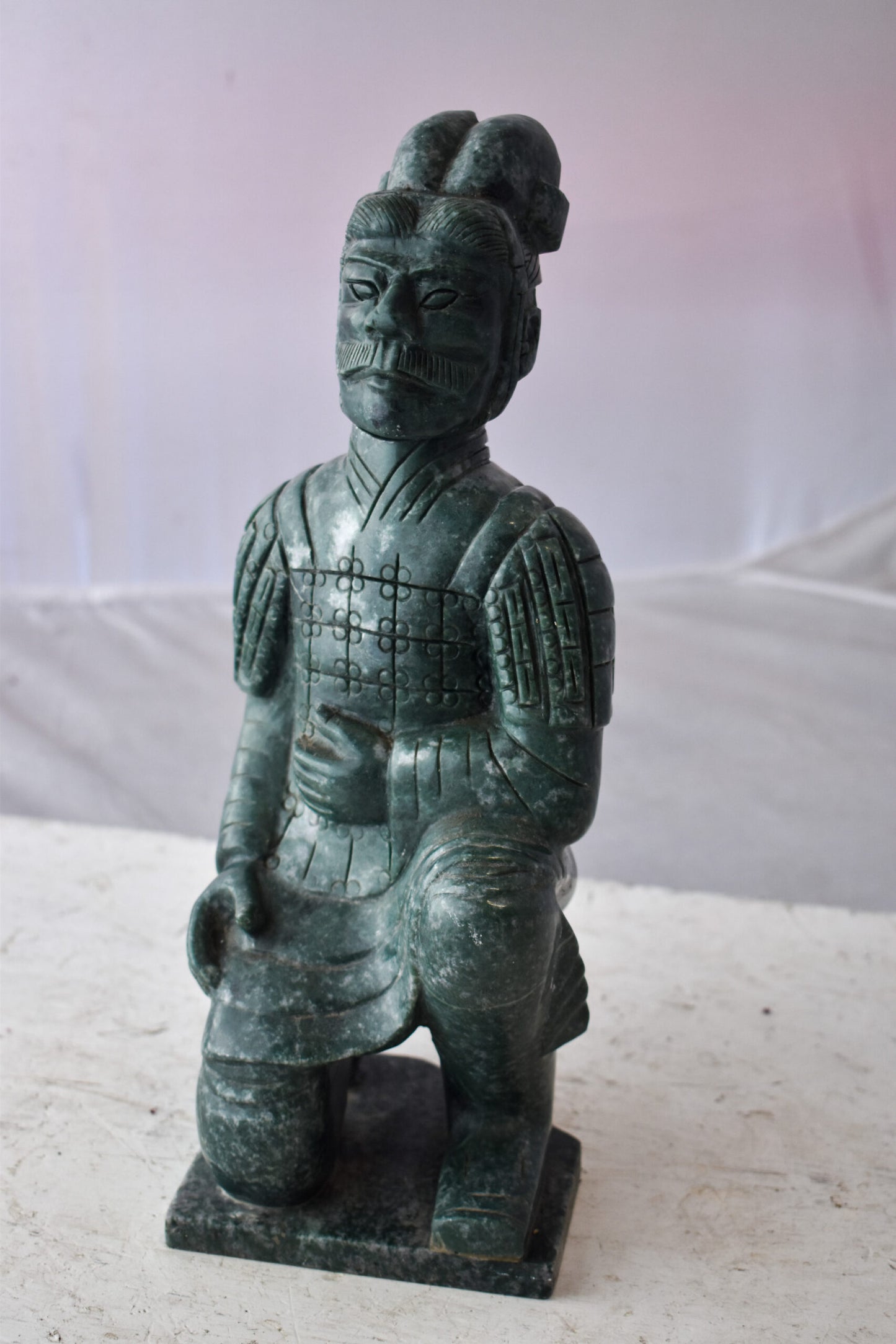 Asian Terracotta Warrior Sitting Replica Made of Marble 5" x 5" x 15"H
