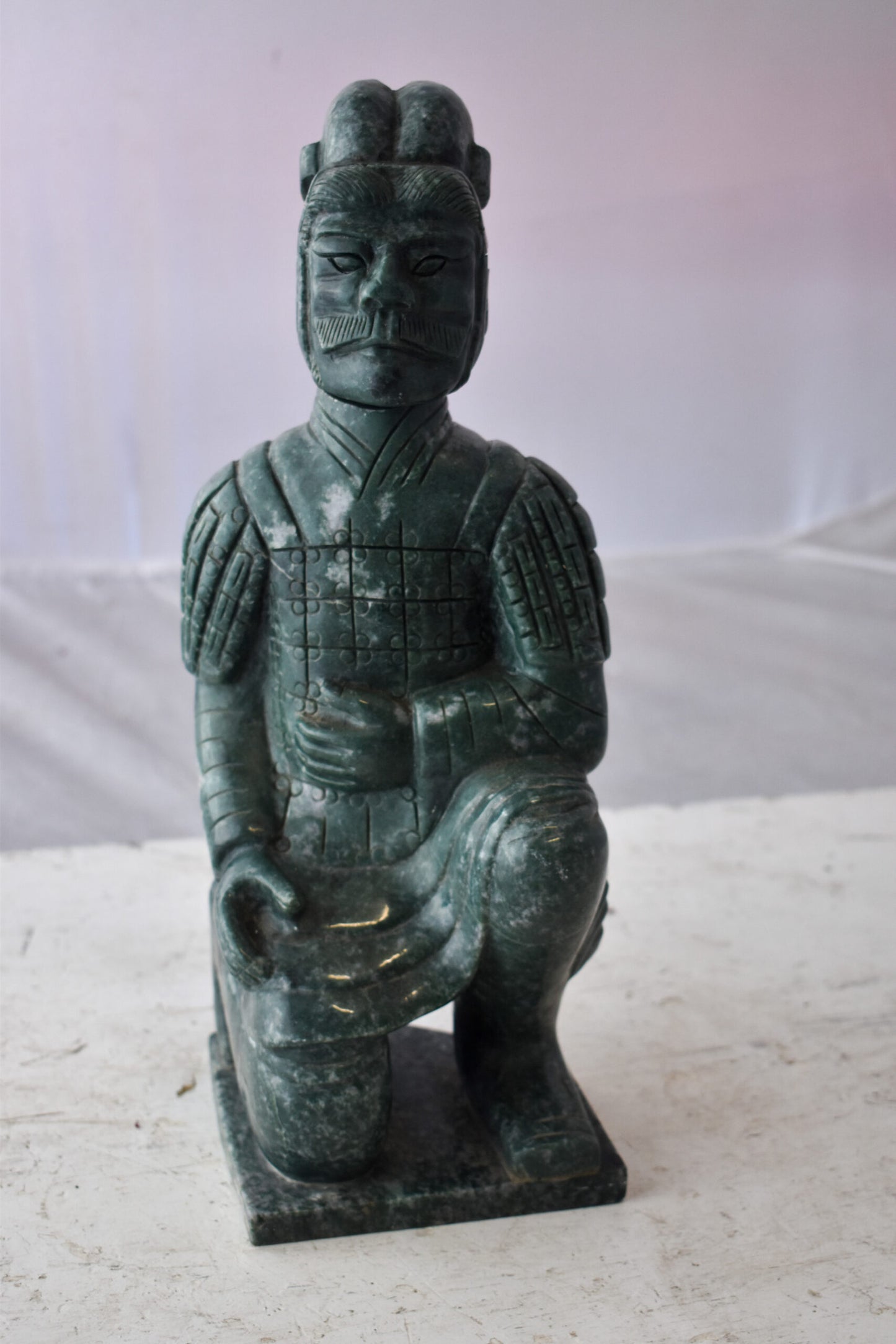 Asian Terracotta Warrior Sitting Replica Made of Marble 5" x 5" x 15"H