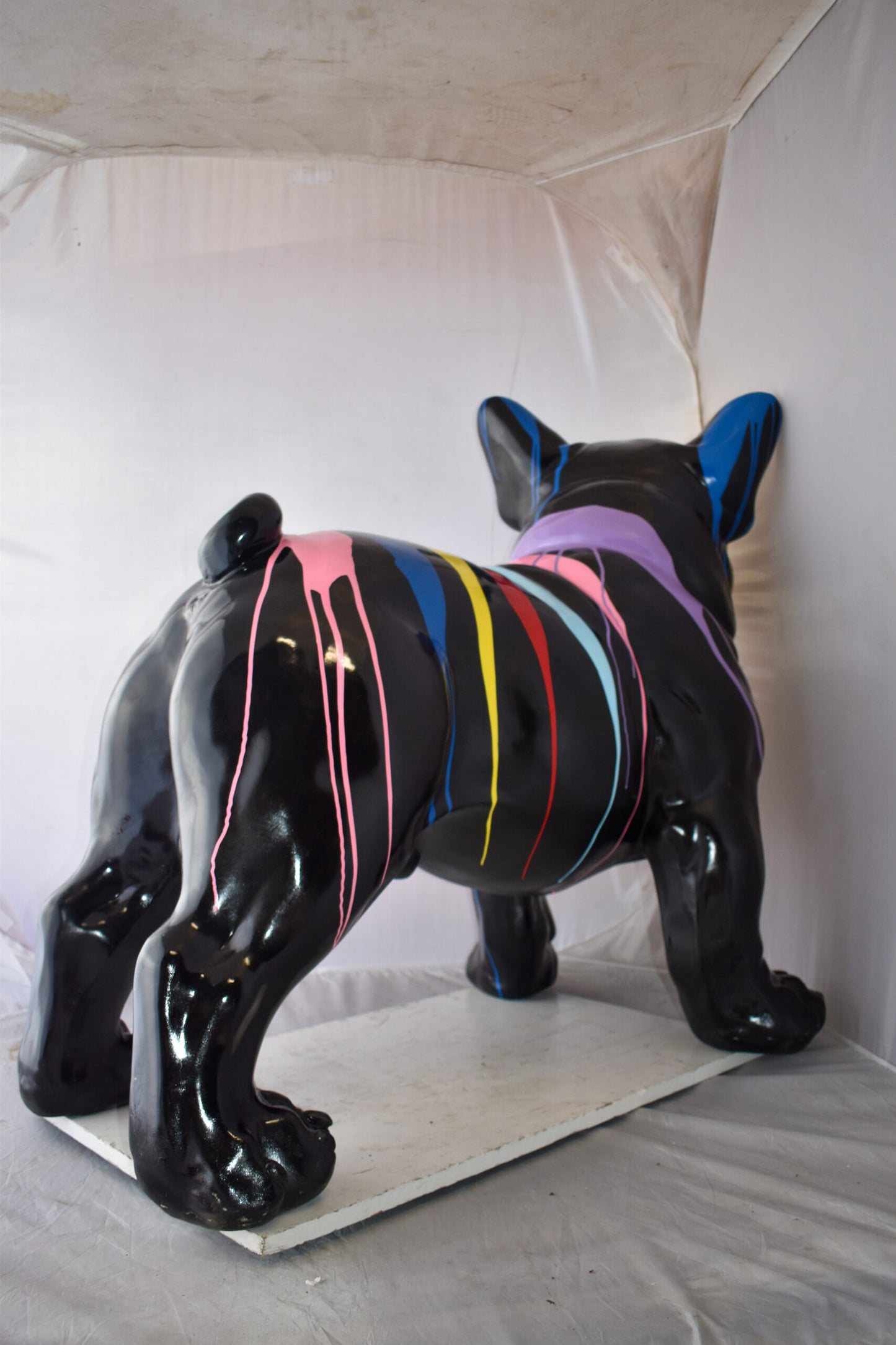 French Bulldog with Paint Drops Giant Resin Statue Size: 52" x 24" x 38"H