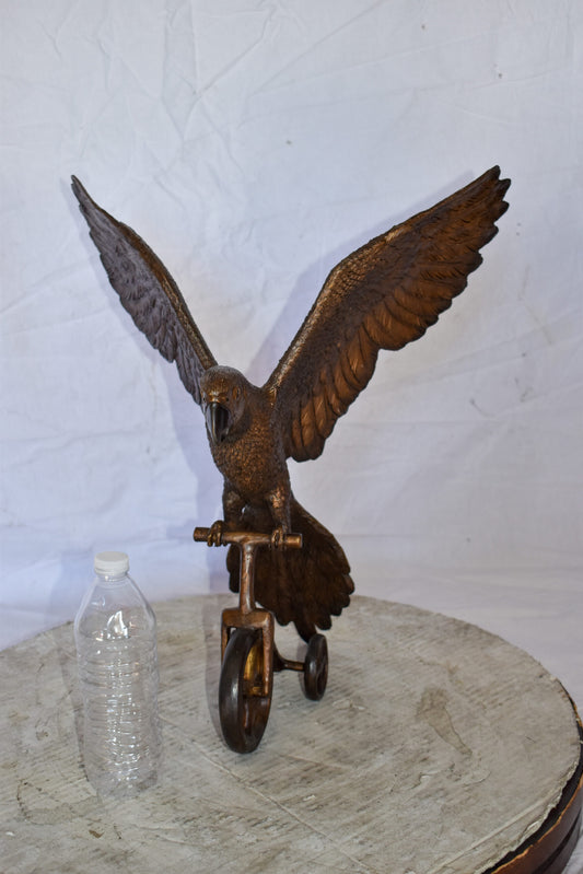 Parrot Riding a Tricycle Bronze Statue Size: 17" x 11" x 19"H