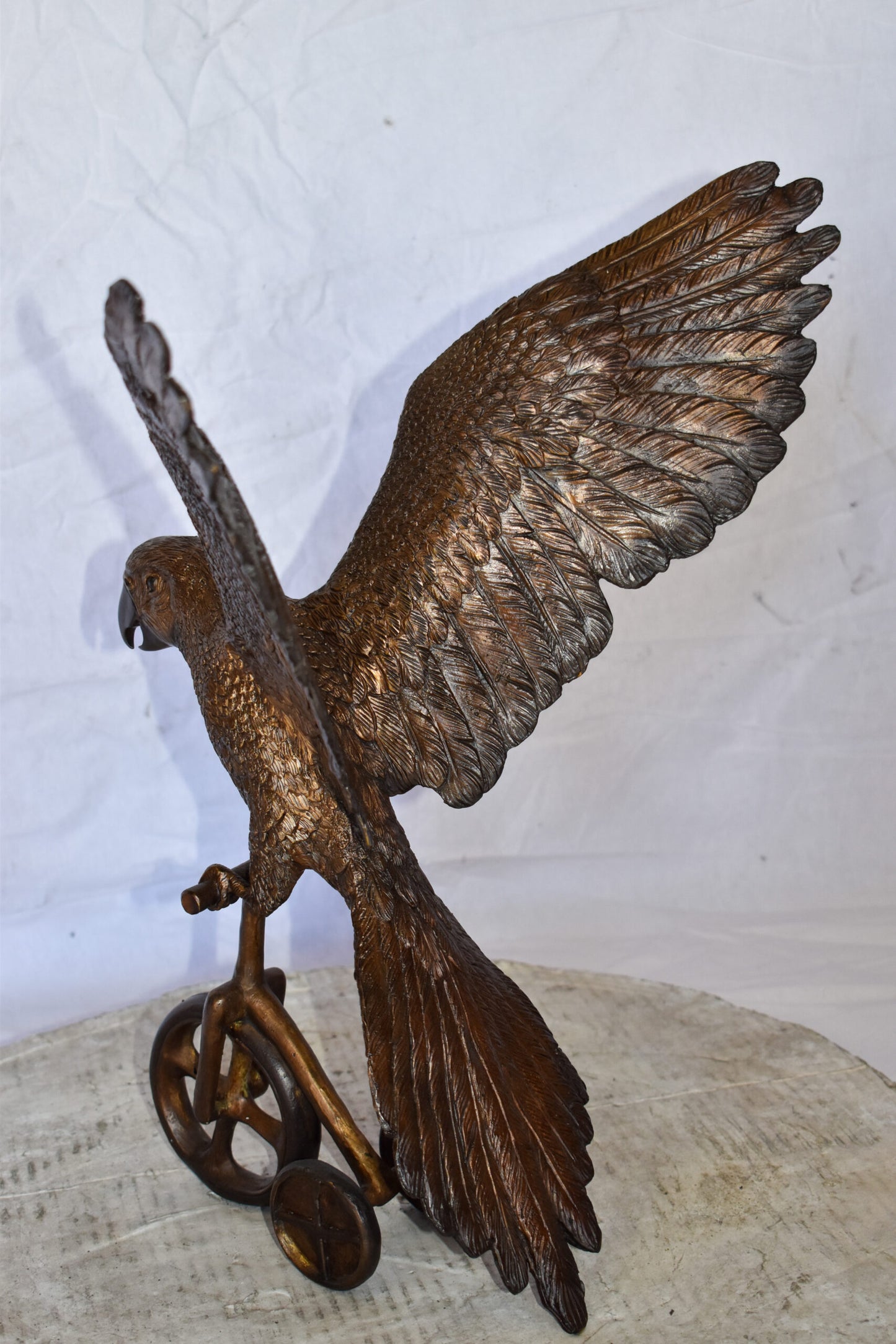 Parrot Riding a Tricycle Bronze Statue Size: 17" x 11" x 19"H