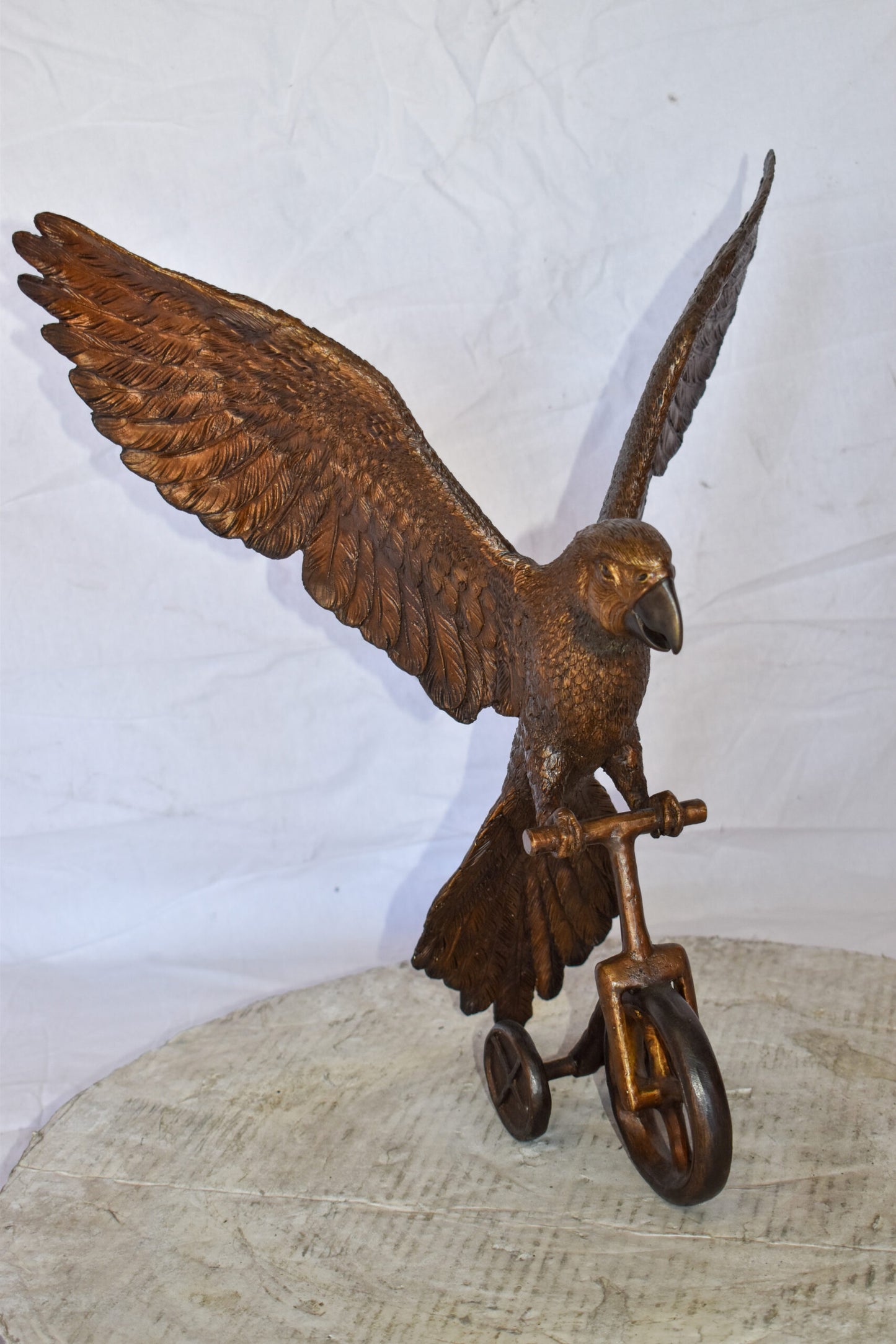 Parrot Riding a Tricycle Bronze Statue Size: 17" x 11" x 19"H