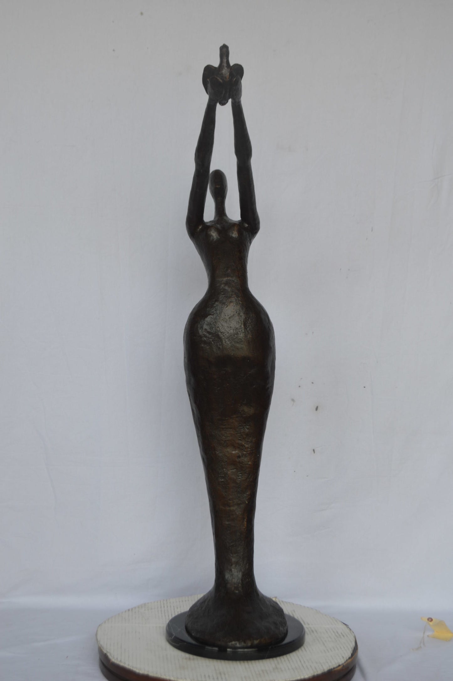 Woman Releasing Bird Modern Art Bronze Statue - Size: 13"L x 19"W x 52"H.