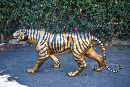 Tiger Bronze Statue with Black and Black and Gold Finish Size: 80" x 15" x 34"H