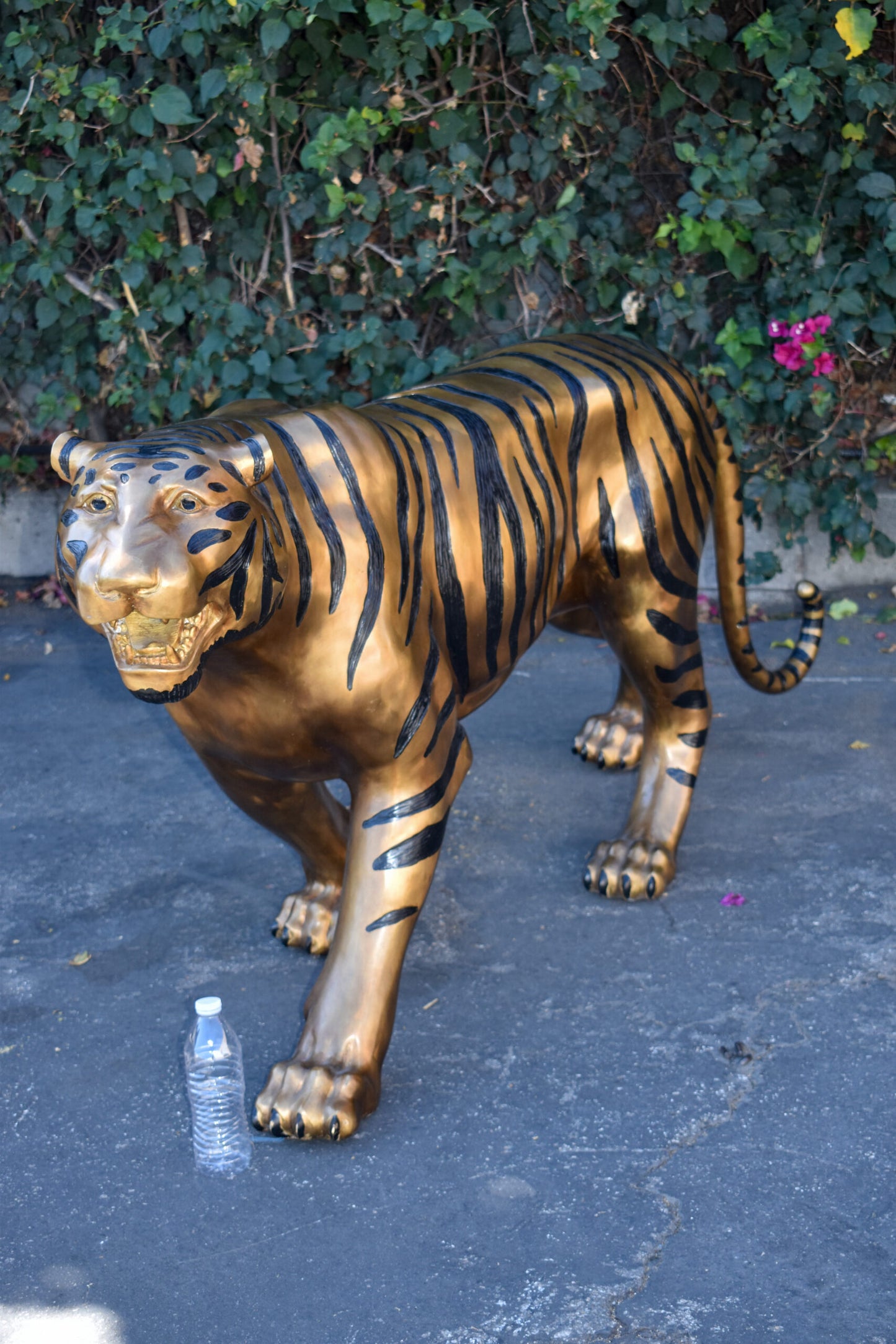 Tiger Bronze Statue with Black and Black and Gold Finish Size: 80" x 15" x 34"H