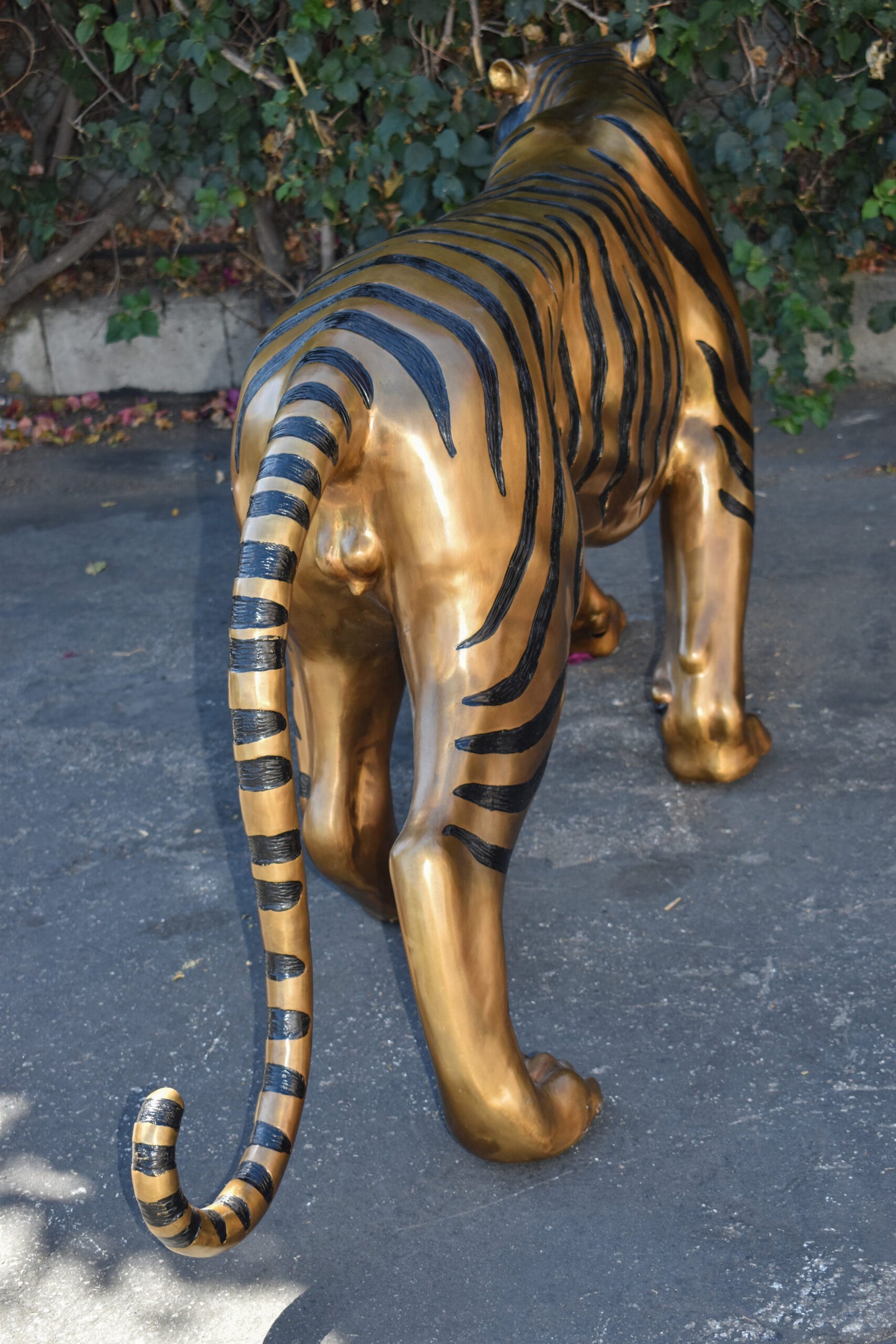 Tiger Bronze Statue with Black and Black and Gold Finish Size: 80" x 15" x 34"H