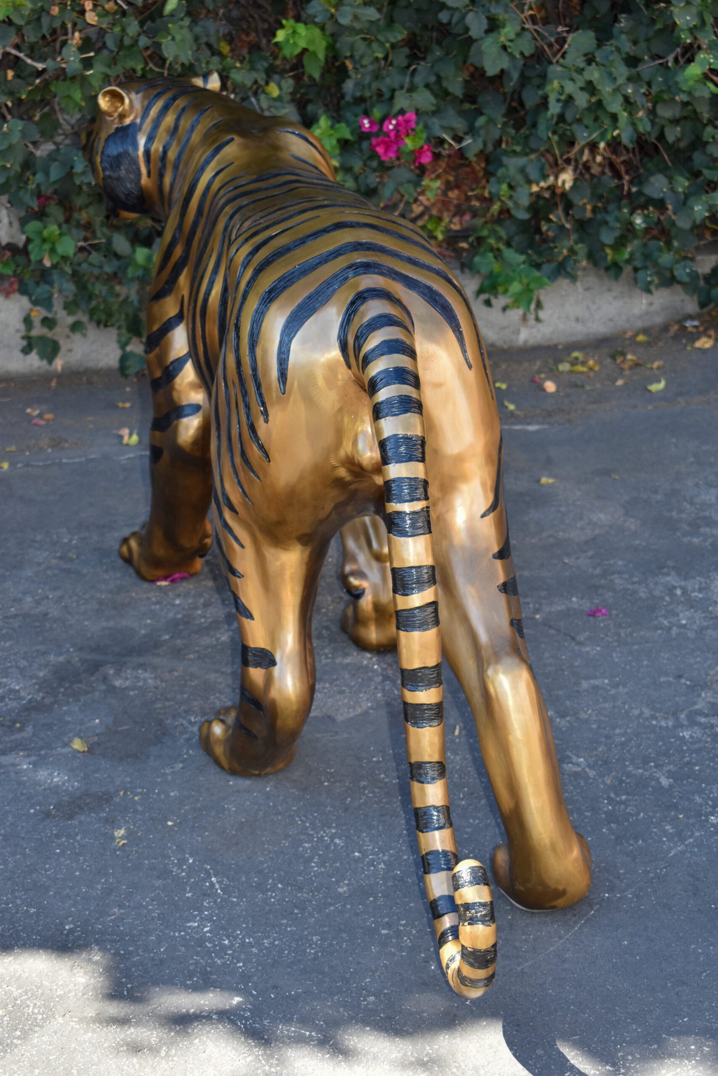 Tiger Bronze Statue with Black and Black and Gold Finish Size: 80" x 15" x 34"H