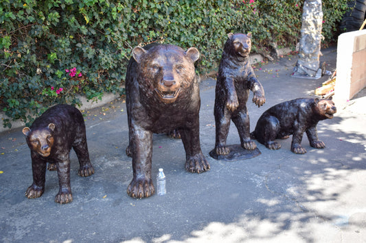 Life Size Family Bear with Mama Bear and 3 Cubs Bronze Statues 64" x 26" x 43"H