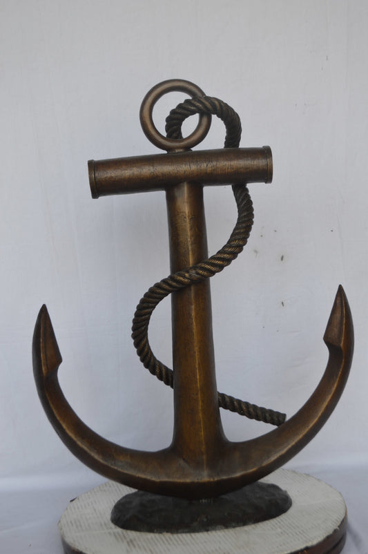 Anchor bronze statue - Size: 28"L x 11"W x 36"H.