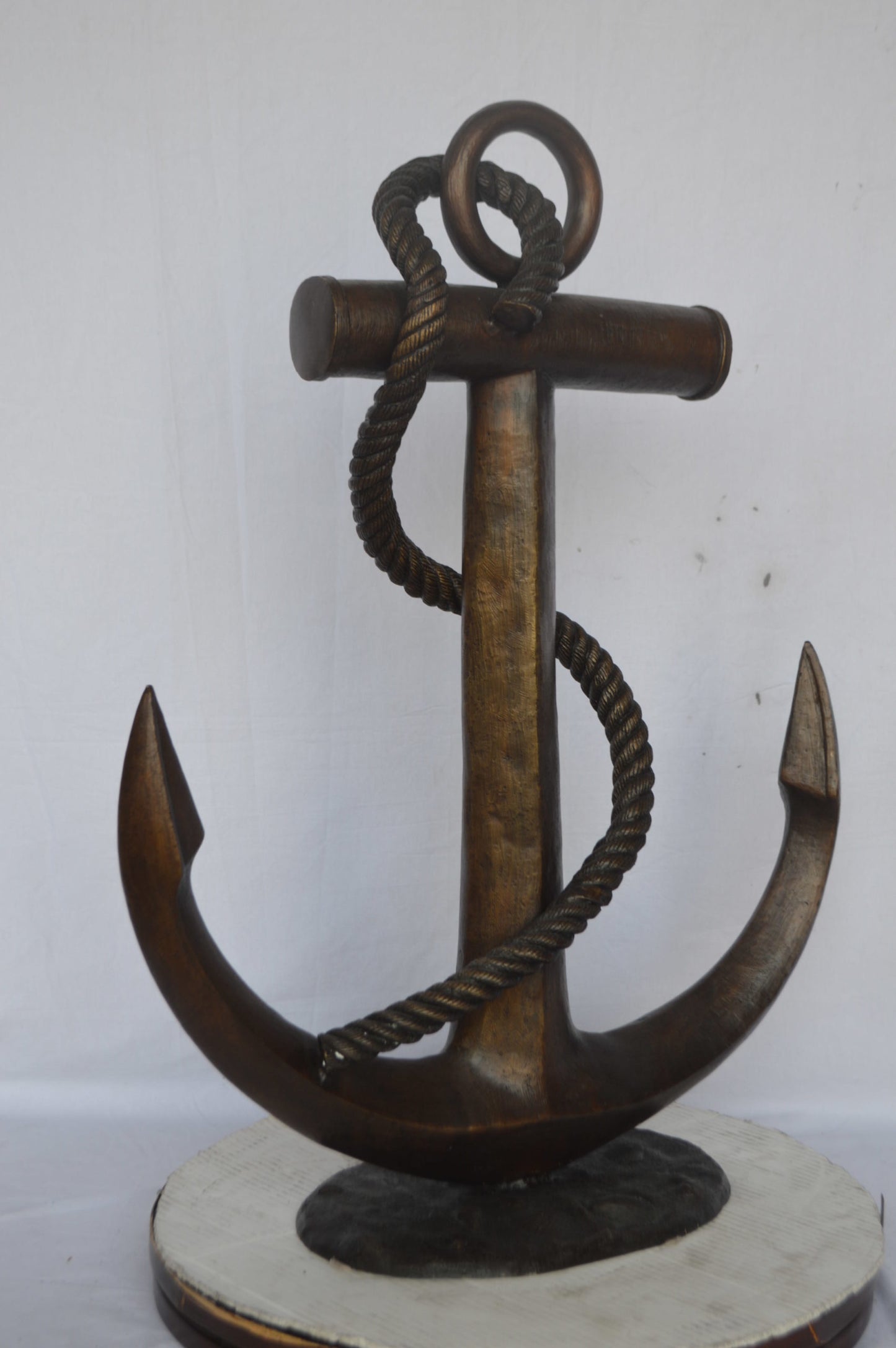 Anchor bronze statue - Size: 28"L x 11"W x 36"H.