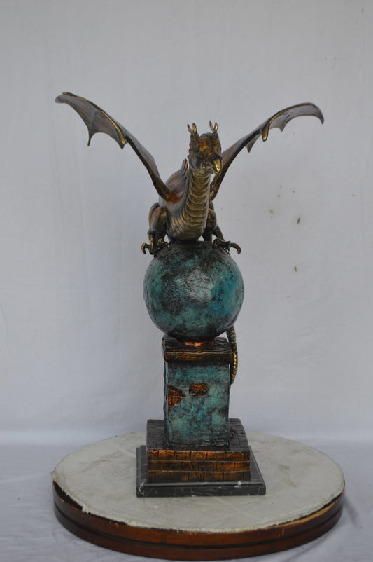 Dragon bronze statue - Size: 22"L x 21"W x 31"H.
