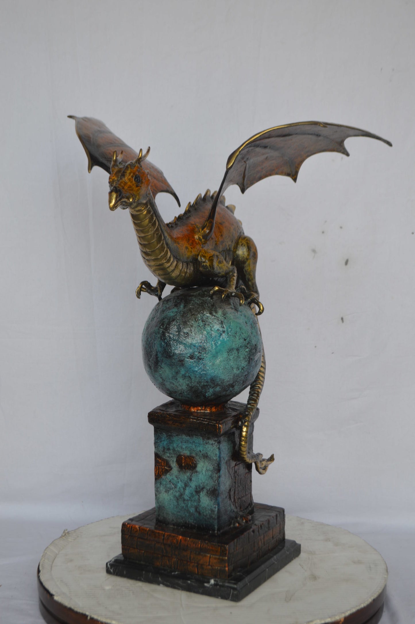 Dragon bronze statue - Size: 22"L x 21"W x 31"H.