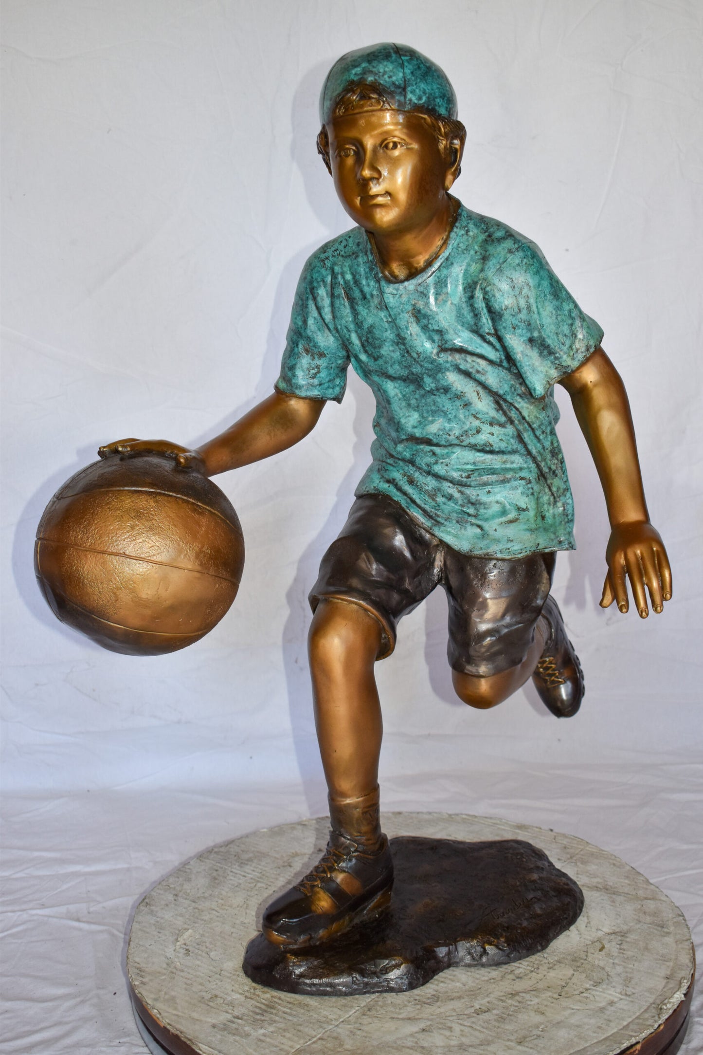 Young Boy Bouncing Basketball Bronze Statue Size: 27" x 20" x 36"H