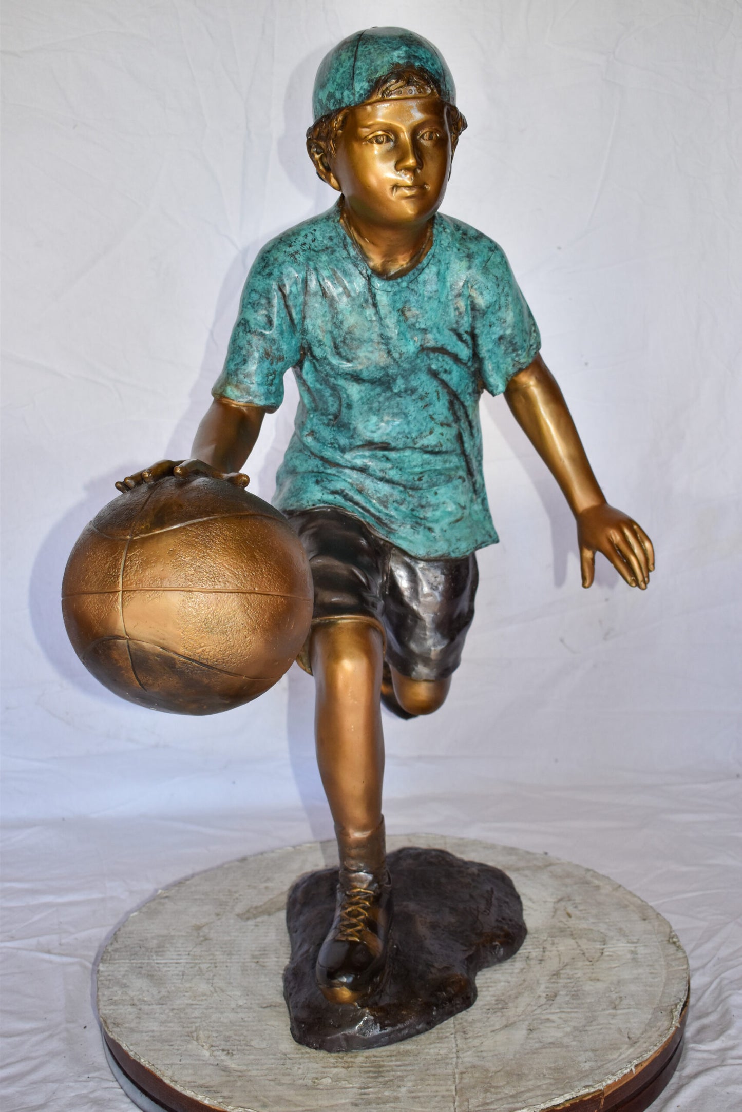 Young Boy Bouncing Basketball Bronze Statue Size: 27" x 20" x 36"H