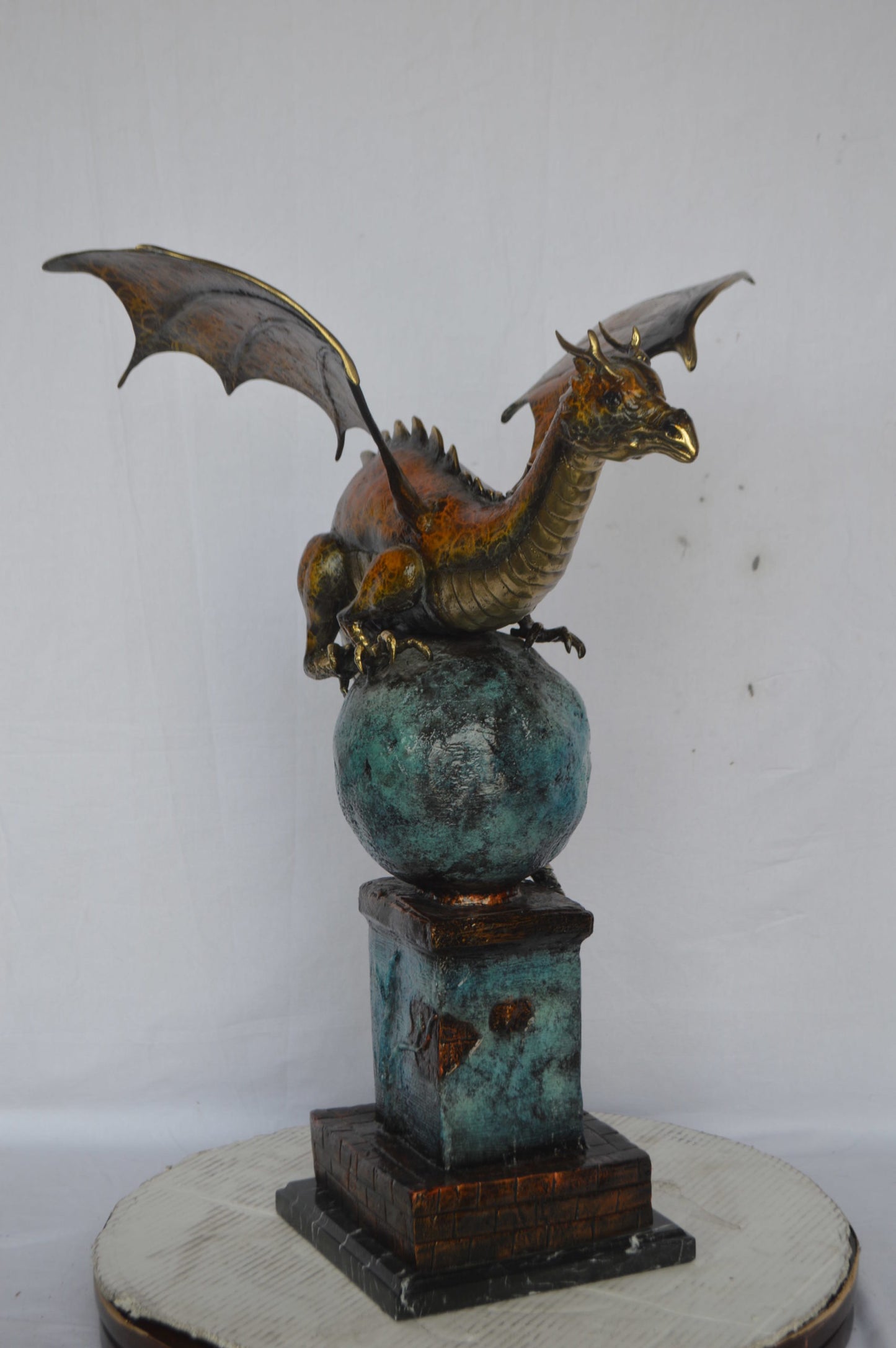Dragon bronze statue - Size: 22"L x 21"W x 31"H.