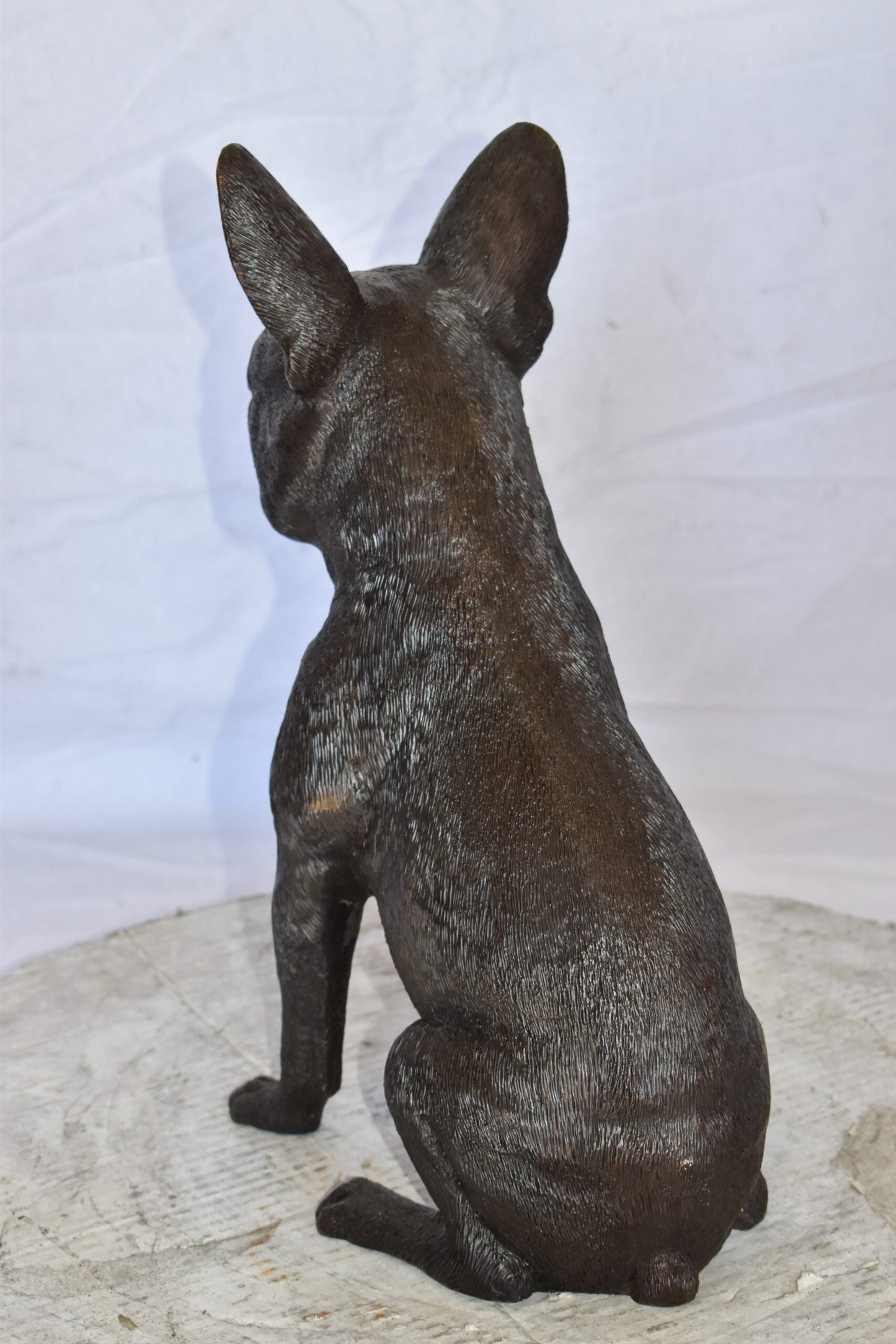 Boston Terrier Dog Happily Sitting Bronze Statue Size: 7" x 13" x 17"H