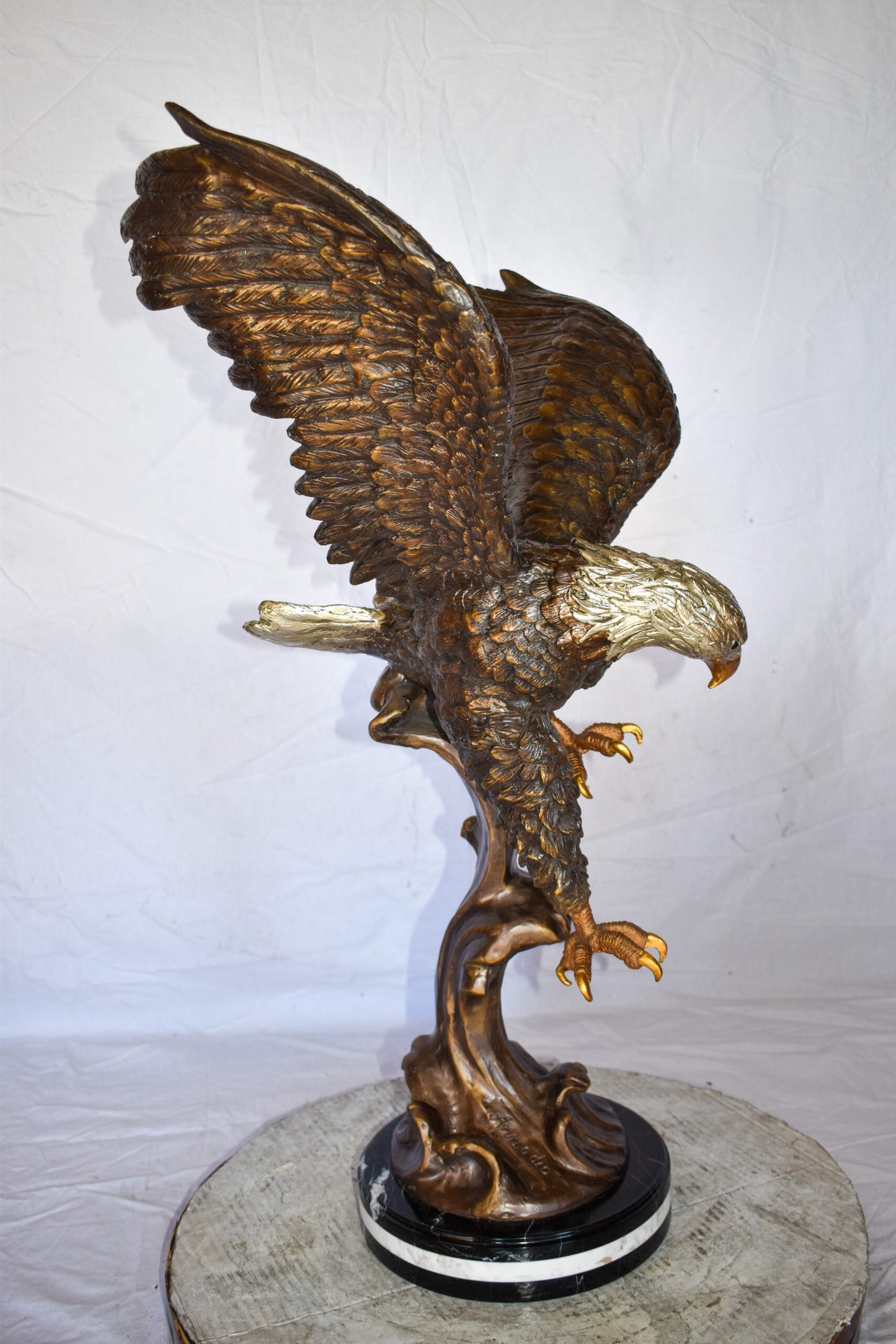 Eagle In Action Searching the Ocean for Prey Bronze Statue 21" x 18" x 35"H