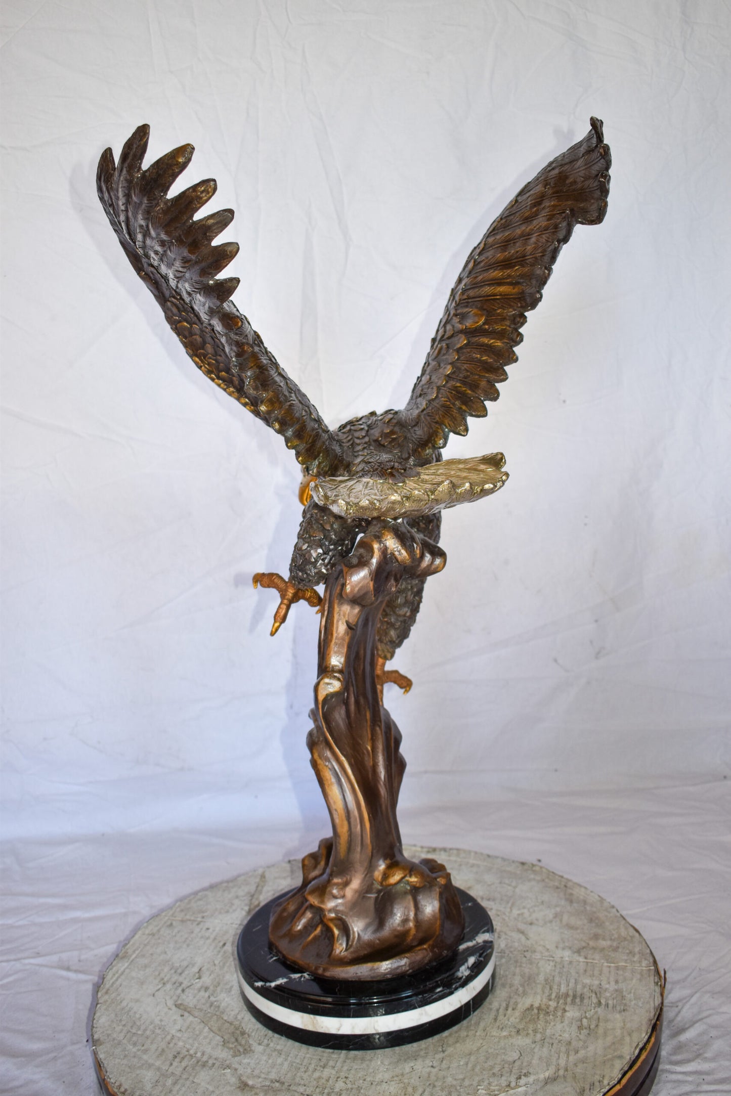 Eagle In Action Searching the Ocean for Prey Bronze Statue 21" x 18" x 35"H