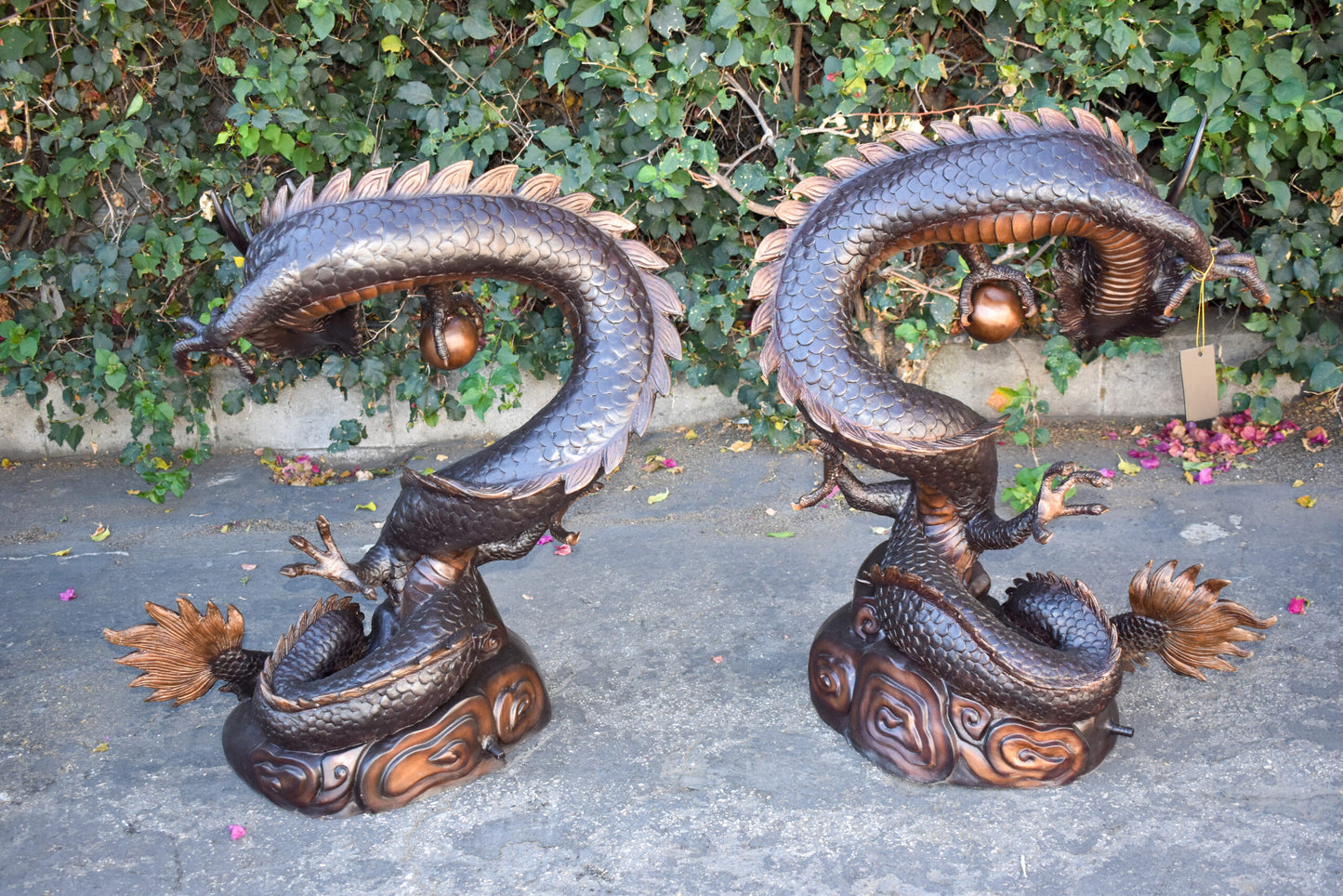 A Giant Pair of Dragons Bronze Statue Fountain Size: 35" x 22" x 37"H