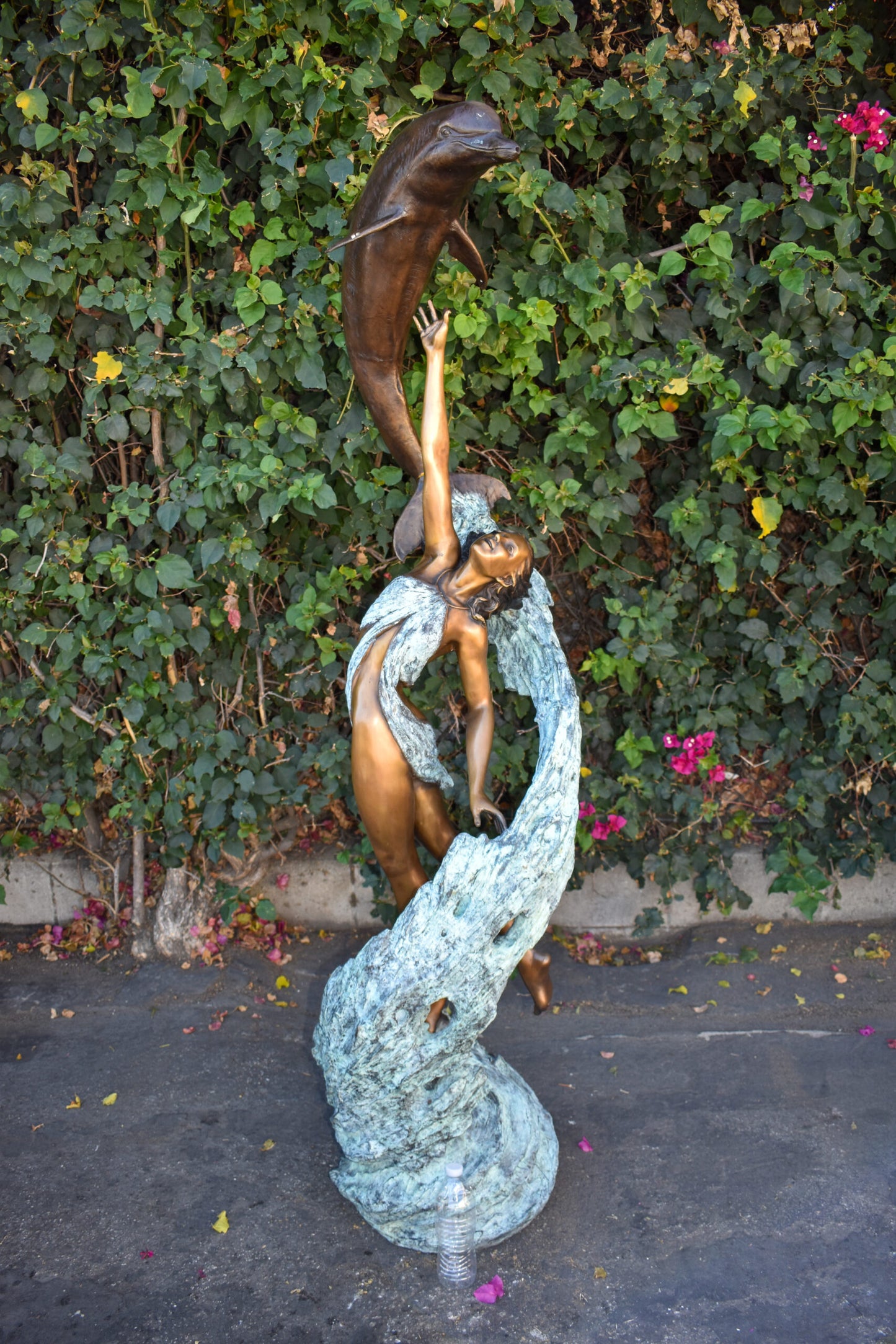 Dolphin Trainer In Action Bronze Statue Fountain Life Size 19" x 26" x 74"H