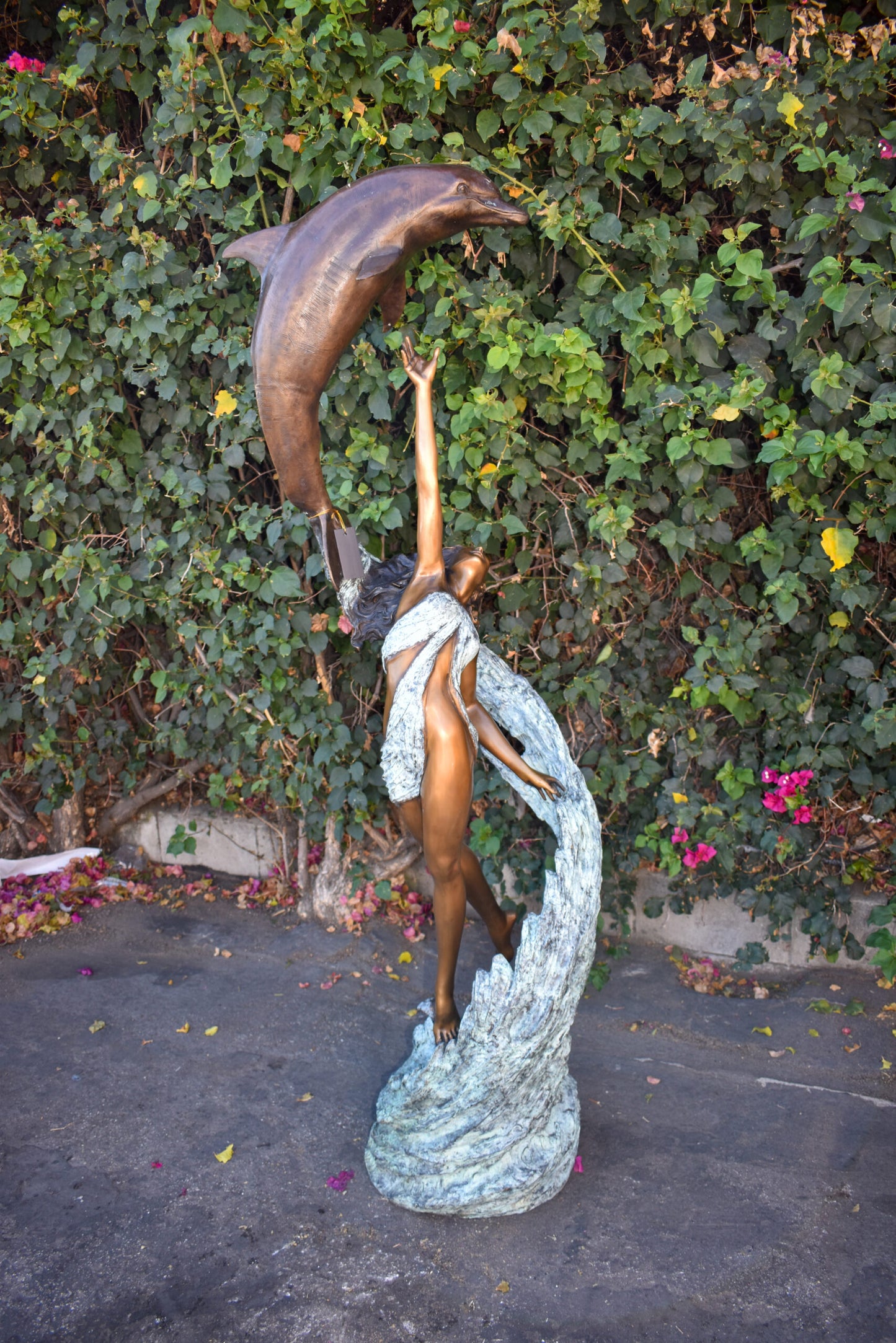 Dolphin Trainer In Action Bronze Statue Fountain Life Size 19" x 26" x 74"H