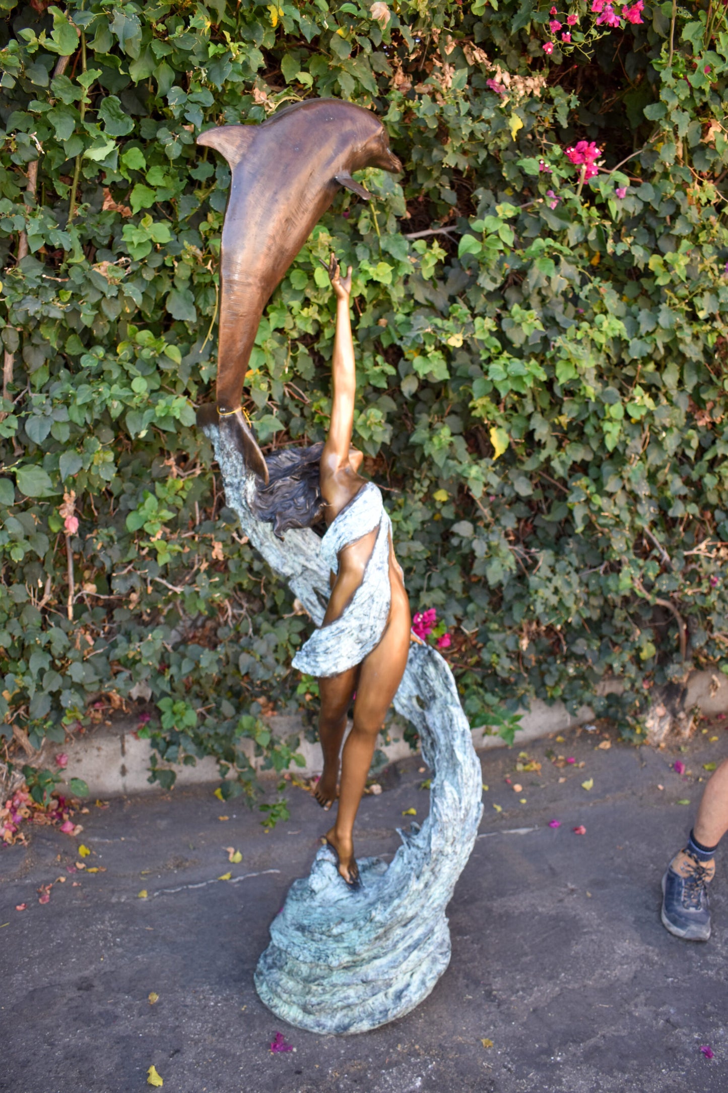 Dolphin Trainer In Action Bronze Statue Fountain Life Size 19" x 26" x 74"H