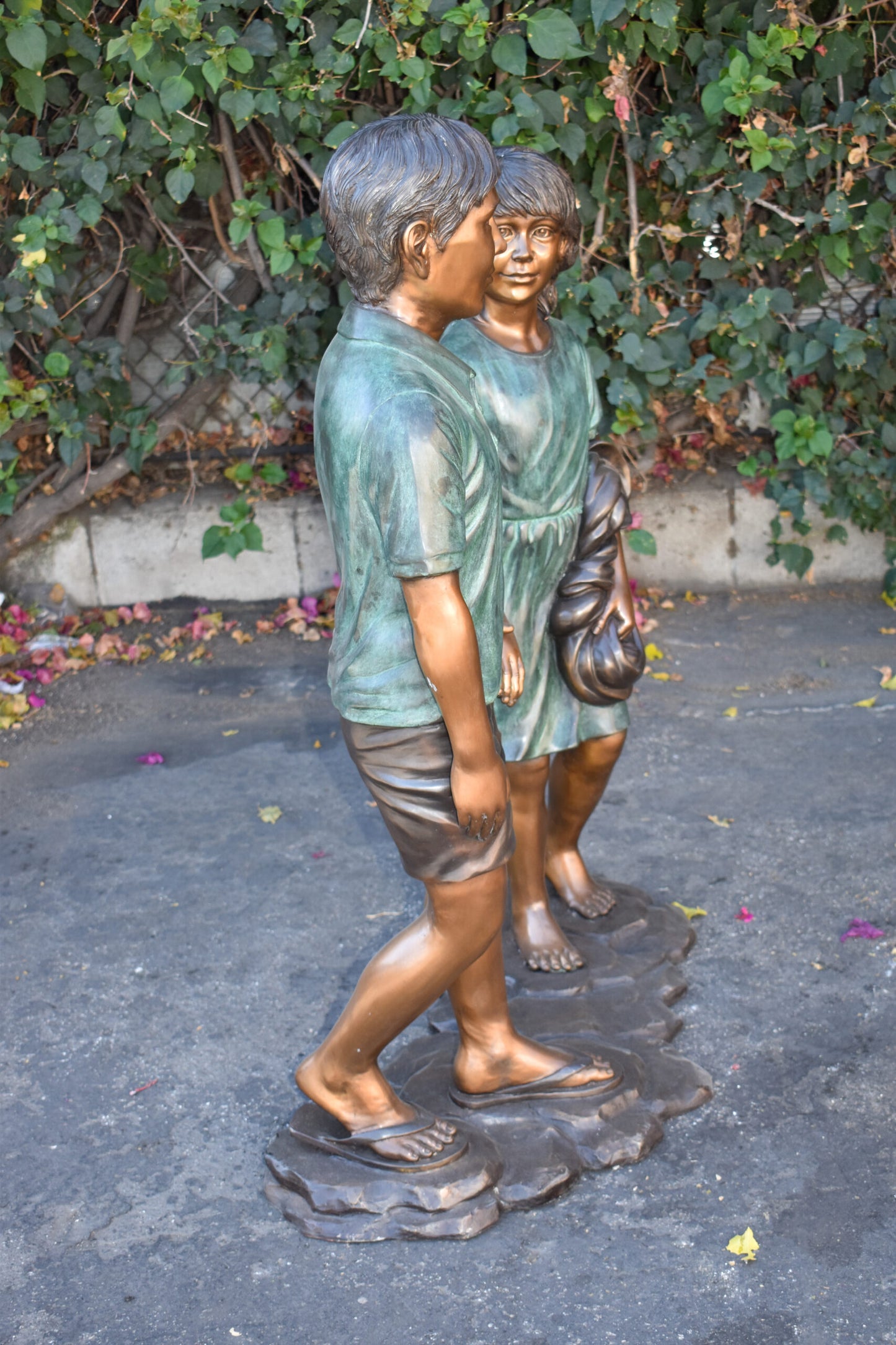 Young Compatible Couple Holding Hands Lifesize Bronze Statue 31" x 16" x 45"H