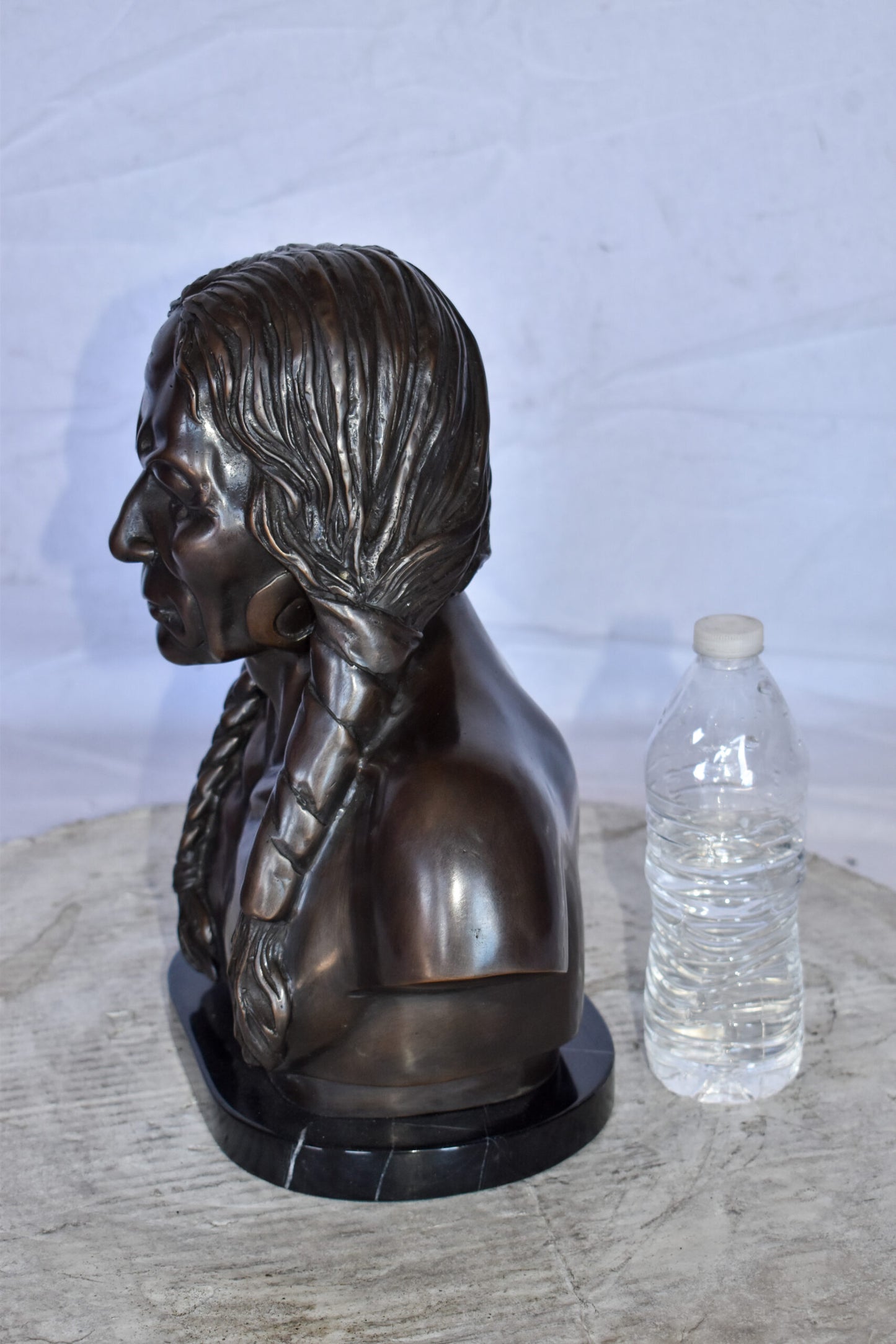 Bust Of Native American Indian Brave Bronze State Size: 12" x 7" x 14"H