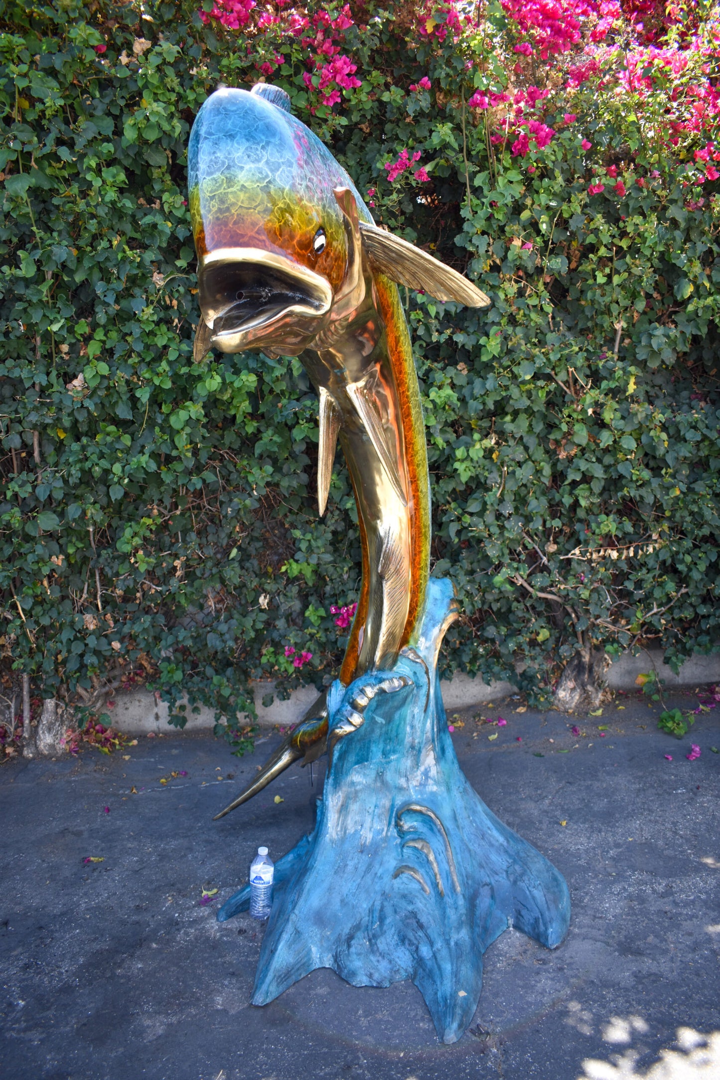 Giant Colorful Dorado Mahi Mahi Bronze Statue Fountain Size: 53" x 49" x 84"H