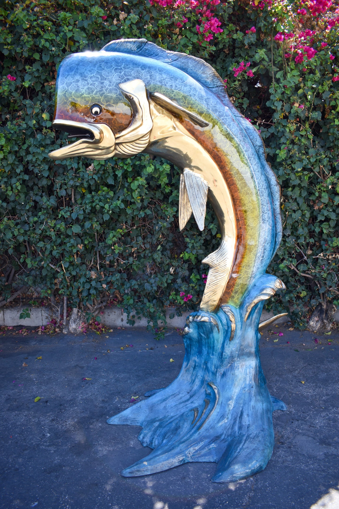 Giant Colorful Dorado Mahi Mahi Bronze Statue Fountain Size: 53" x 49" x 84"H
