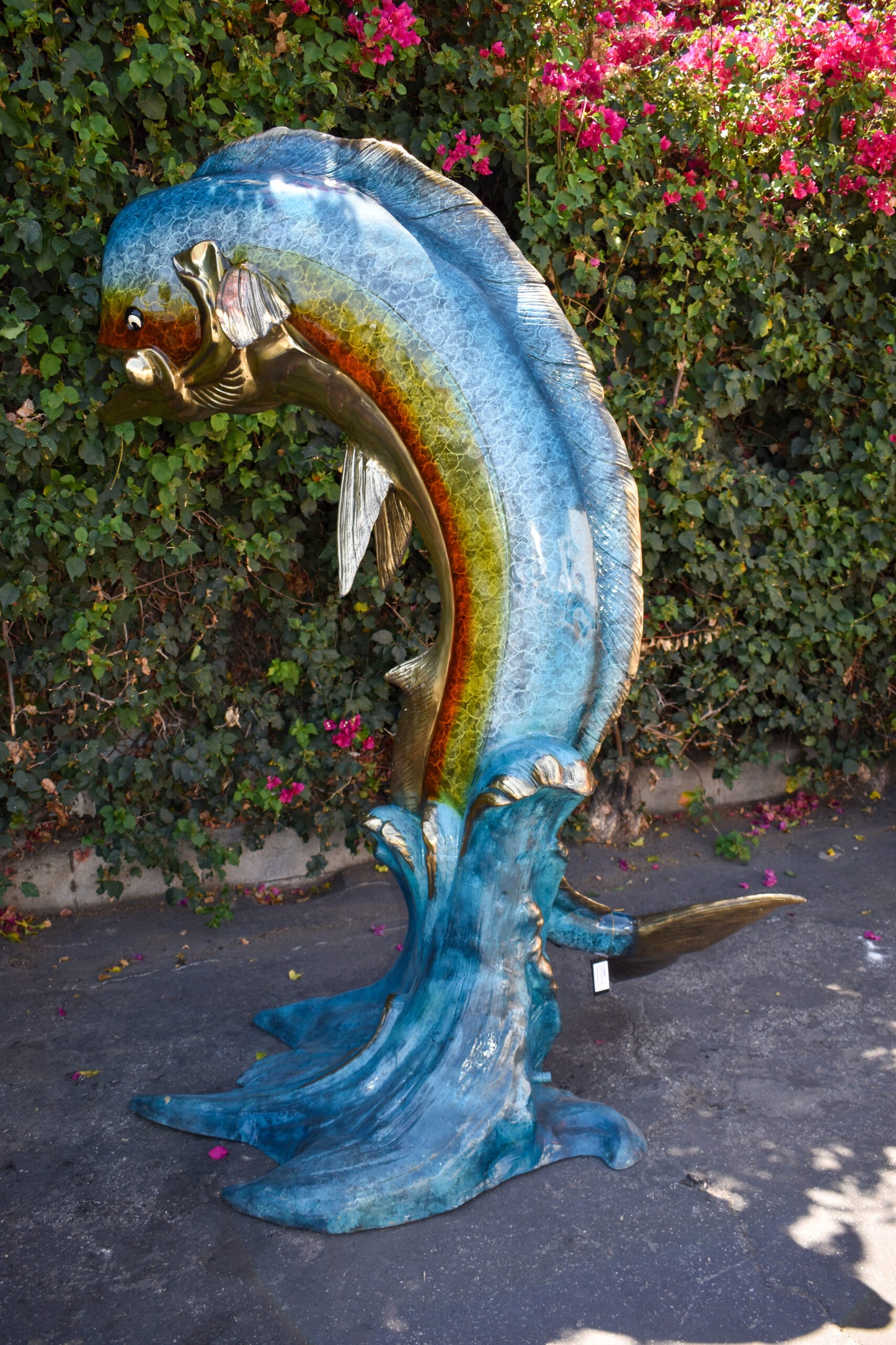 Giant Colorful Dorado Mahi Mahi Bronze Statue Fountain Size: 53" x 49" x 84"H