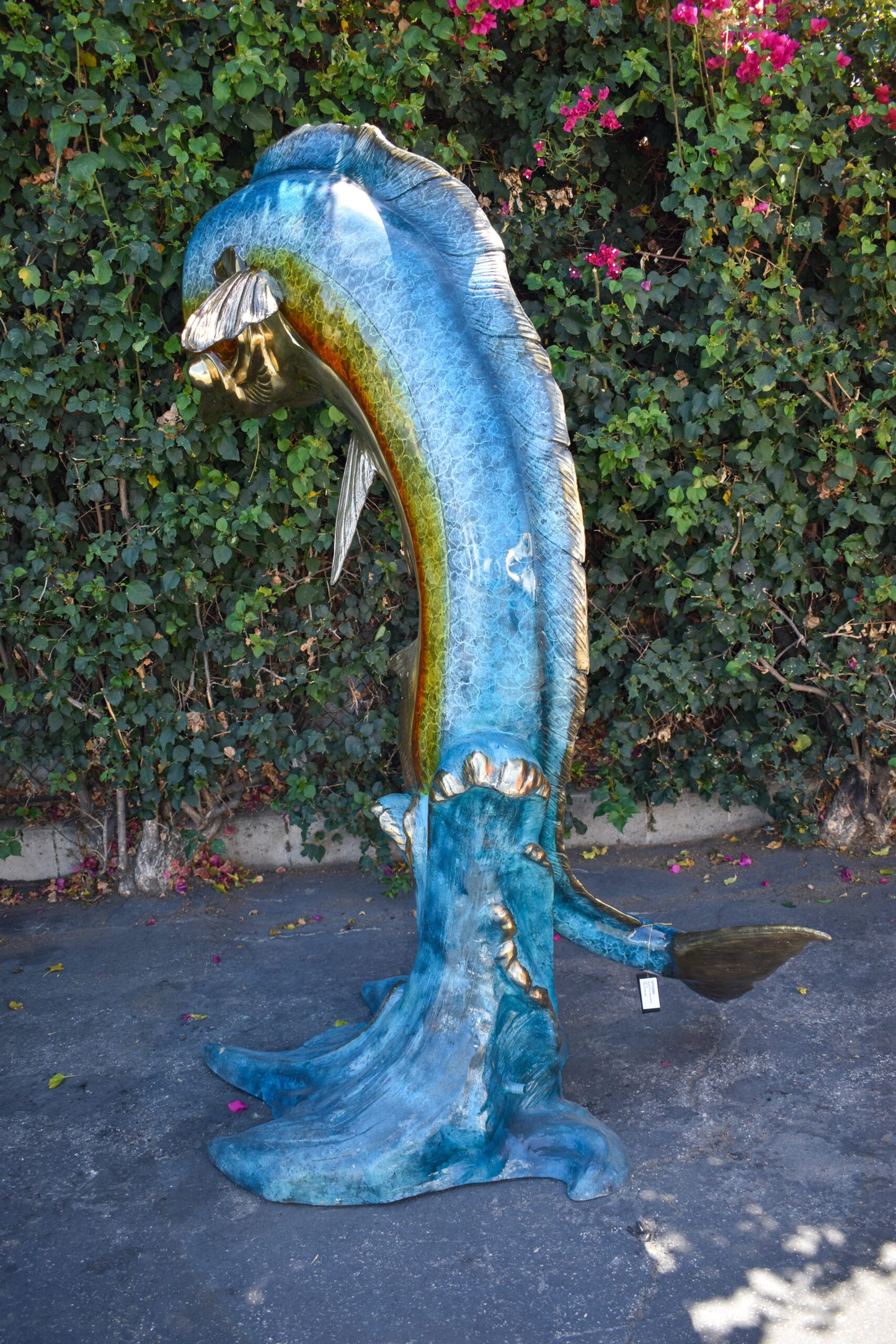 Giant Colorful Dorado Mahi Mahi Bronze Statue Fountain Size: 53" x 49" x 84"H