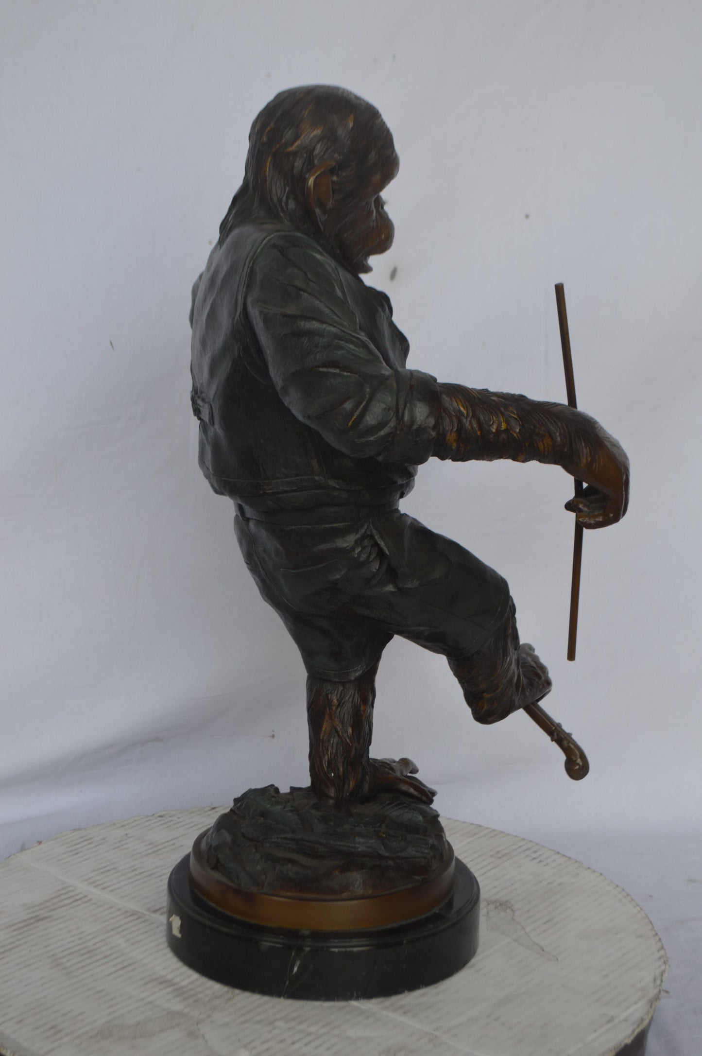 Monkey with Violin bronze statue - Size: 20"L x 17"W x 26"H.