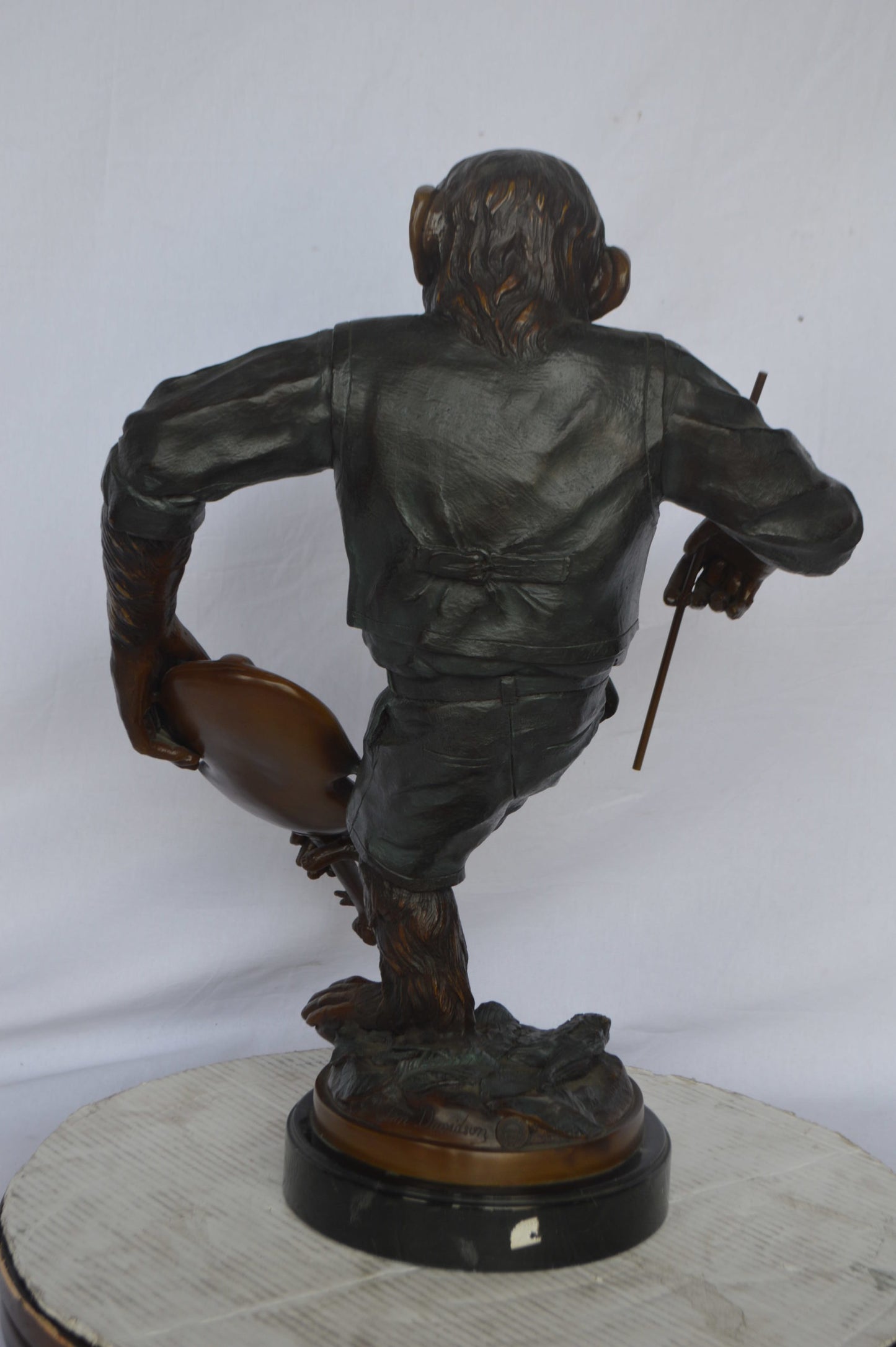 Monkey with Violin bronze statue - Size: 20"L x 17"W x 26"H.