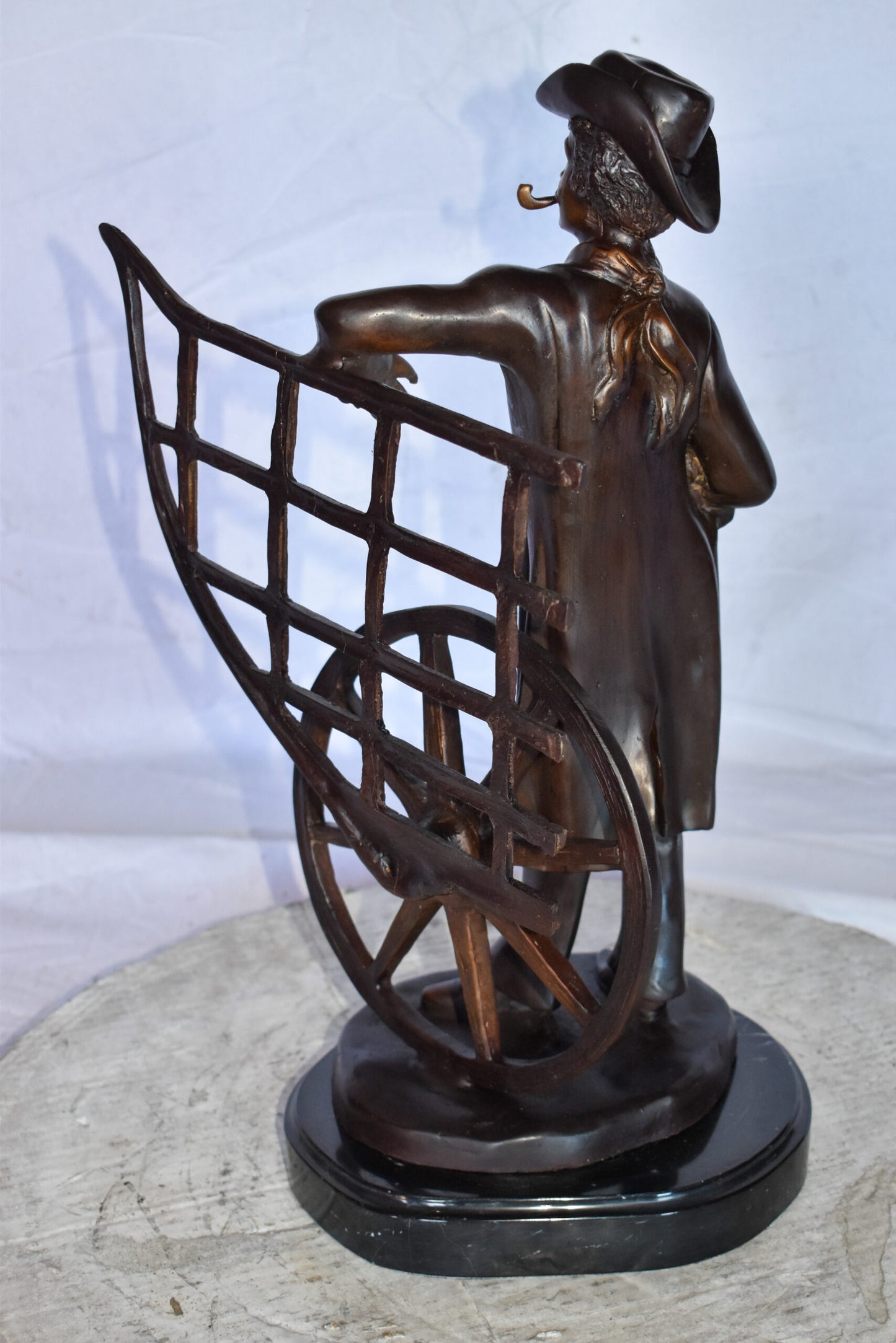 Cowboy Standing by His Carriage Bronze Statue Size: 12" x 8" x 23"H