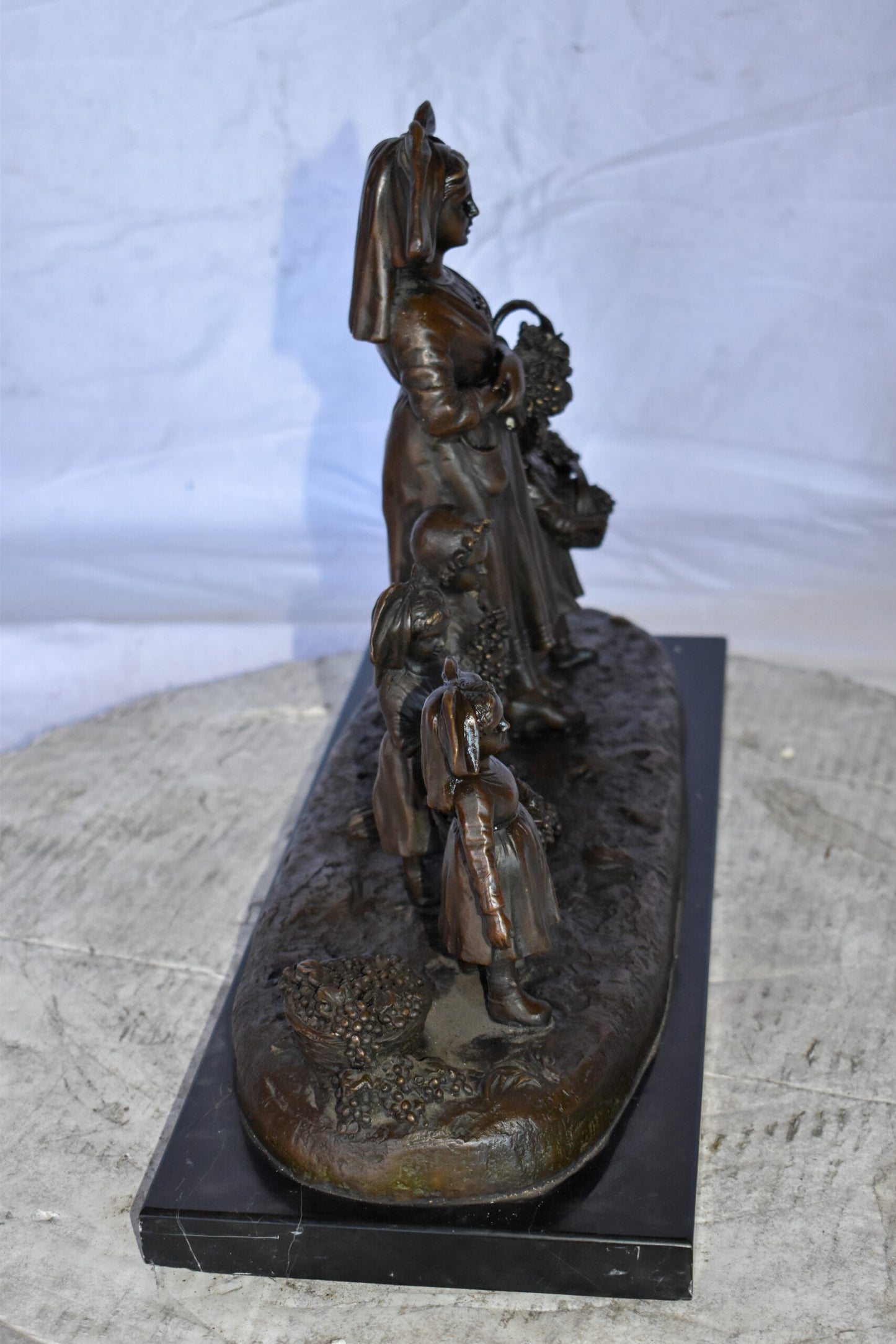 Pre School-Gathering in Vineyard Grapes Bronze Statue Size: 19" x 8" x 14"H