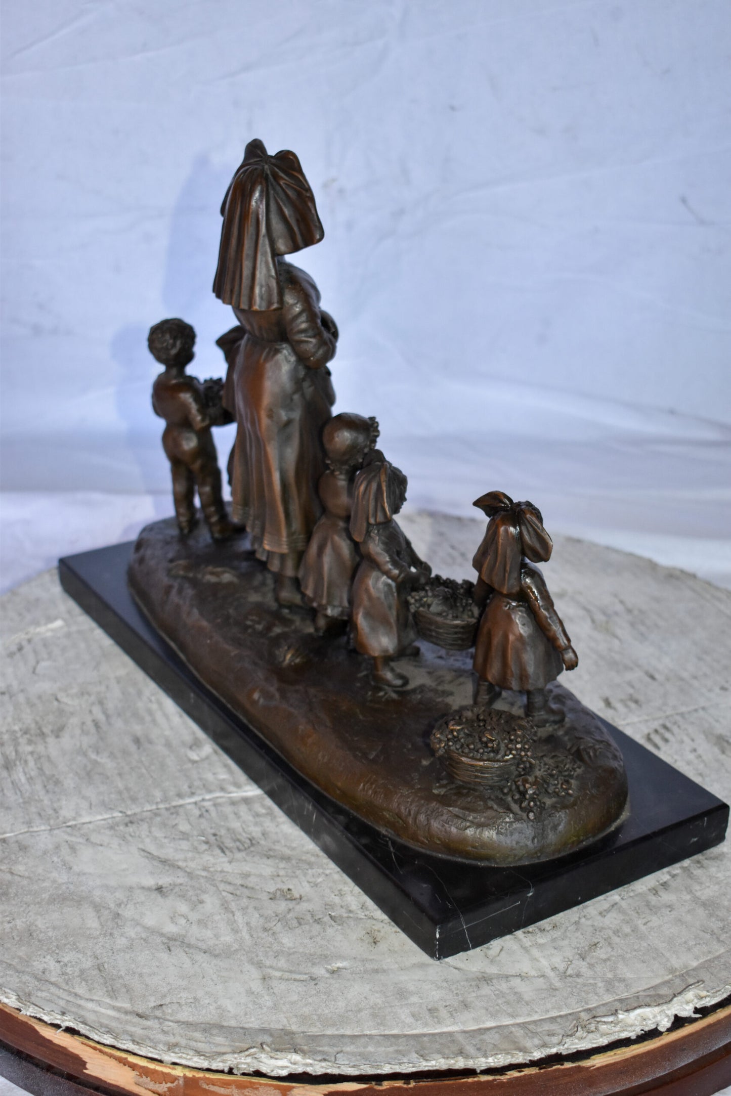Pre School-Gathering in Vineyard Grapes Bronze Statue Size: 19" x 8" x 14"H