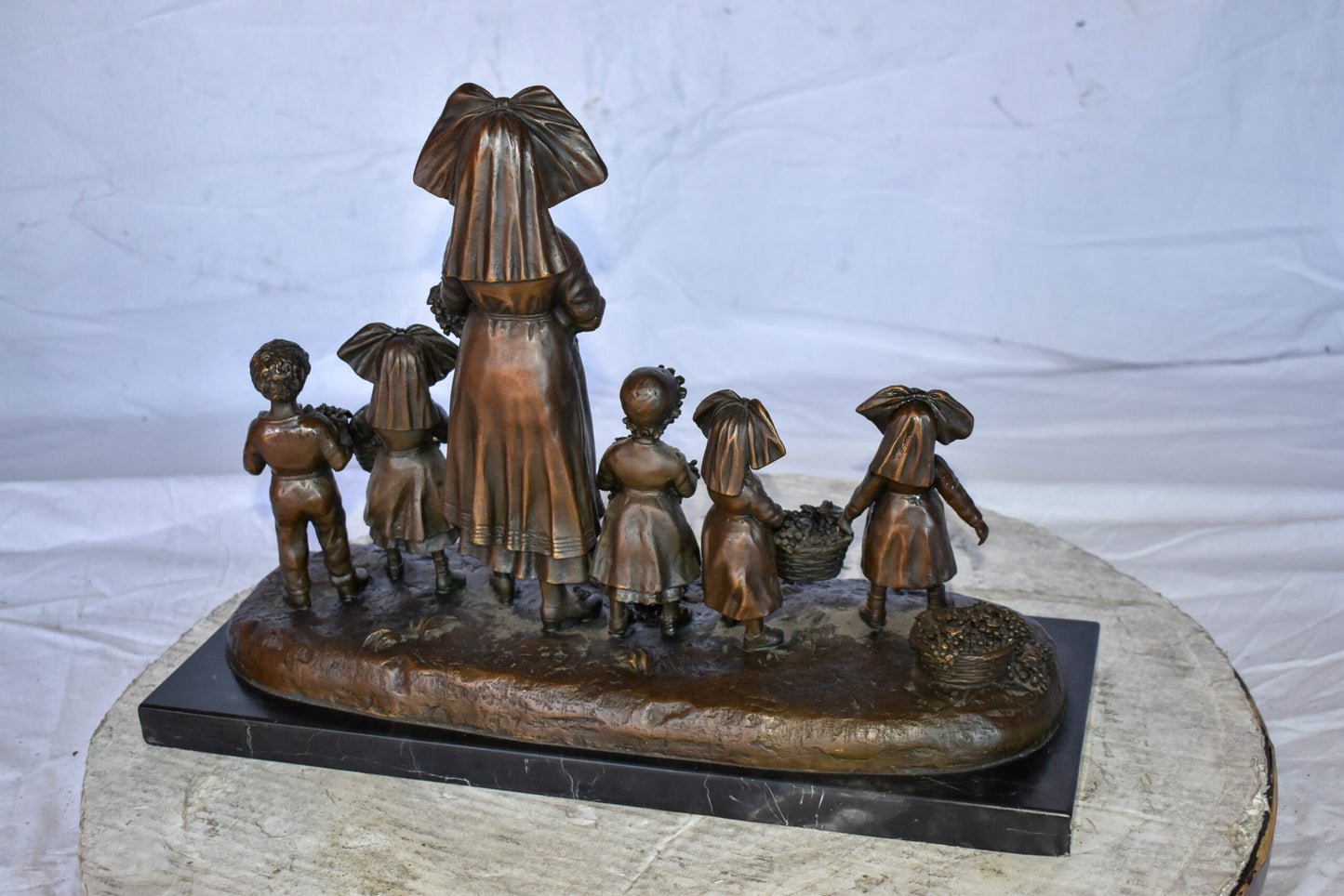 Pre School-Gathering in Vineyard Grapes Bronze Statue Size: 19" x 8" x 14"H