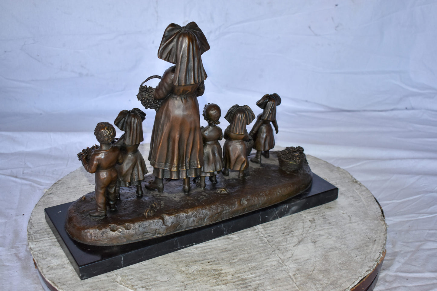 Pre School-Gathering in Vineyard Grapes Bronze Statue Size: 19" x 8" x 14"H