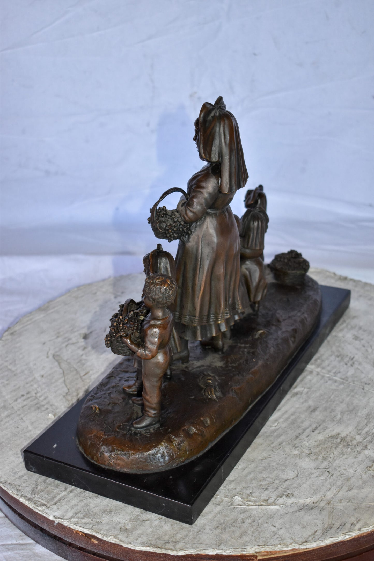 Pre School-Gathering in Vineyard Grapes Bronze Statue Size: 19" x 8" x 14"H