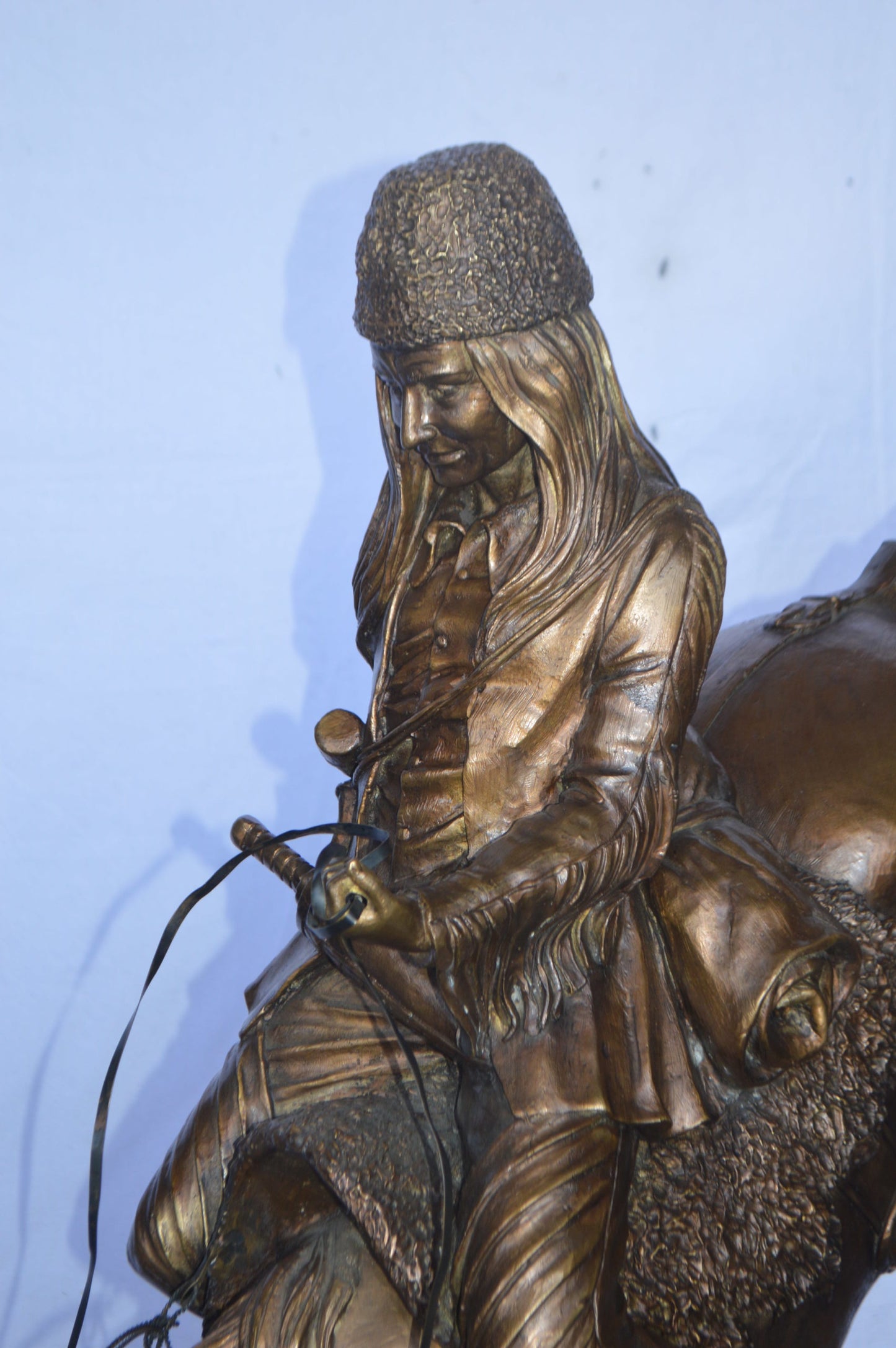 Giant mountain man Remington Replica bronze statue - Size: 37"L x 13"W x 54"H.