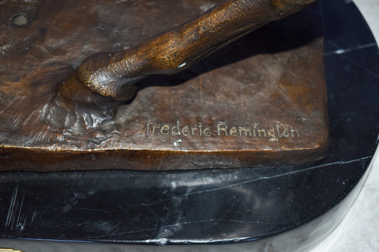 Cowboy Remington Replica Bronze Statue on Triple Marble Size: 25" x 8" x 24"H