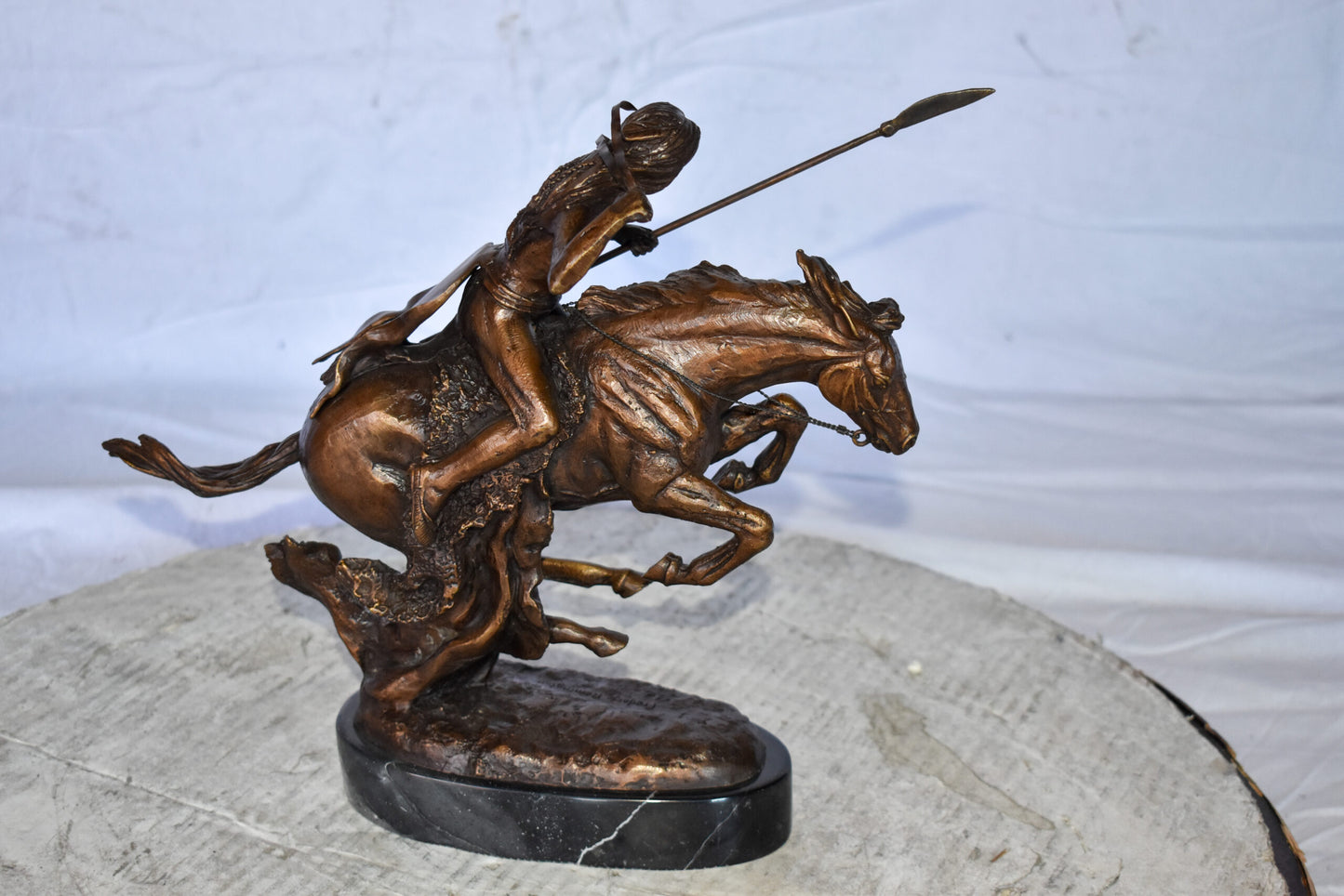 Cheyenne Remington Replica Bronze Statue on a  Marble Size: 12" x 4" x 12"H