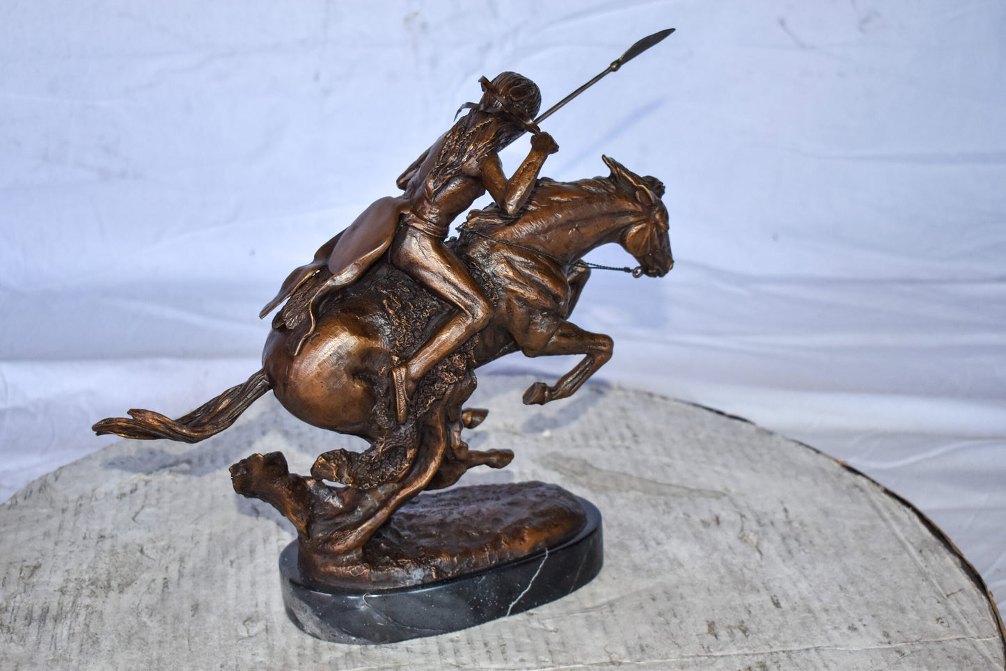 Cheyenne Remington Replica Bronze Statue on a  Marble Size: 12" x 4" x 12"H