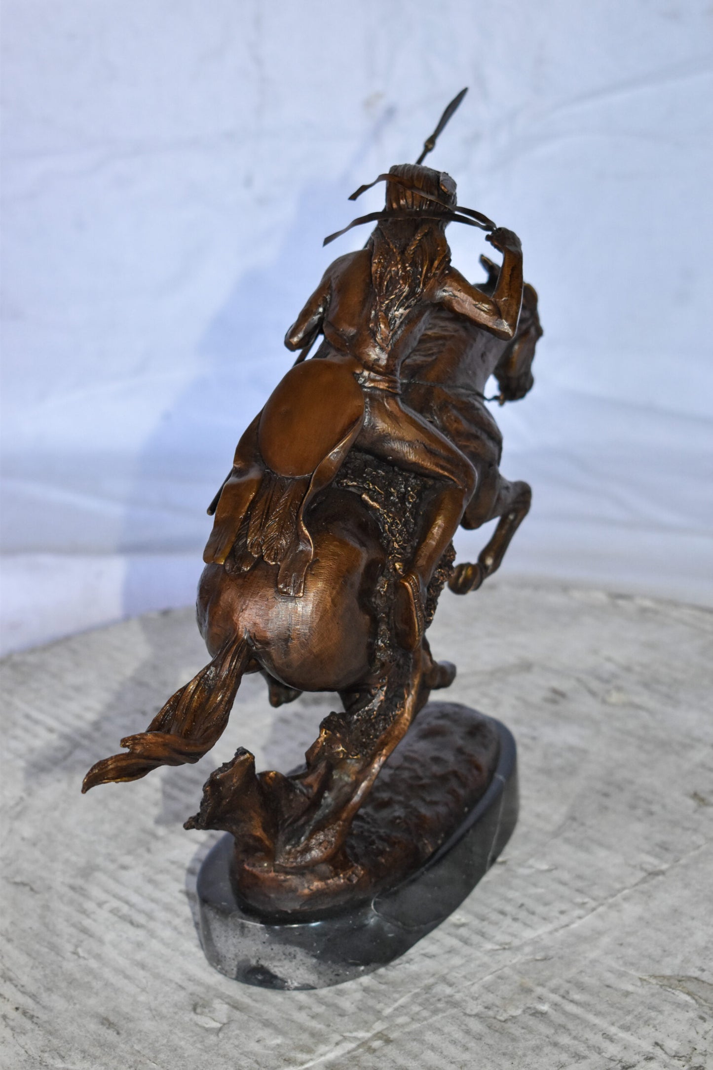 Cheyenne Remington Replica Bronze Statue on a  Marble Size: 12" x 4" x 12"H