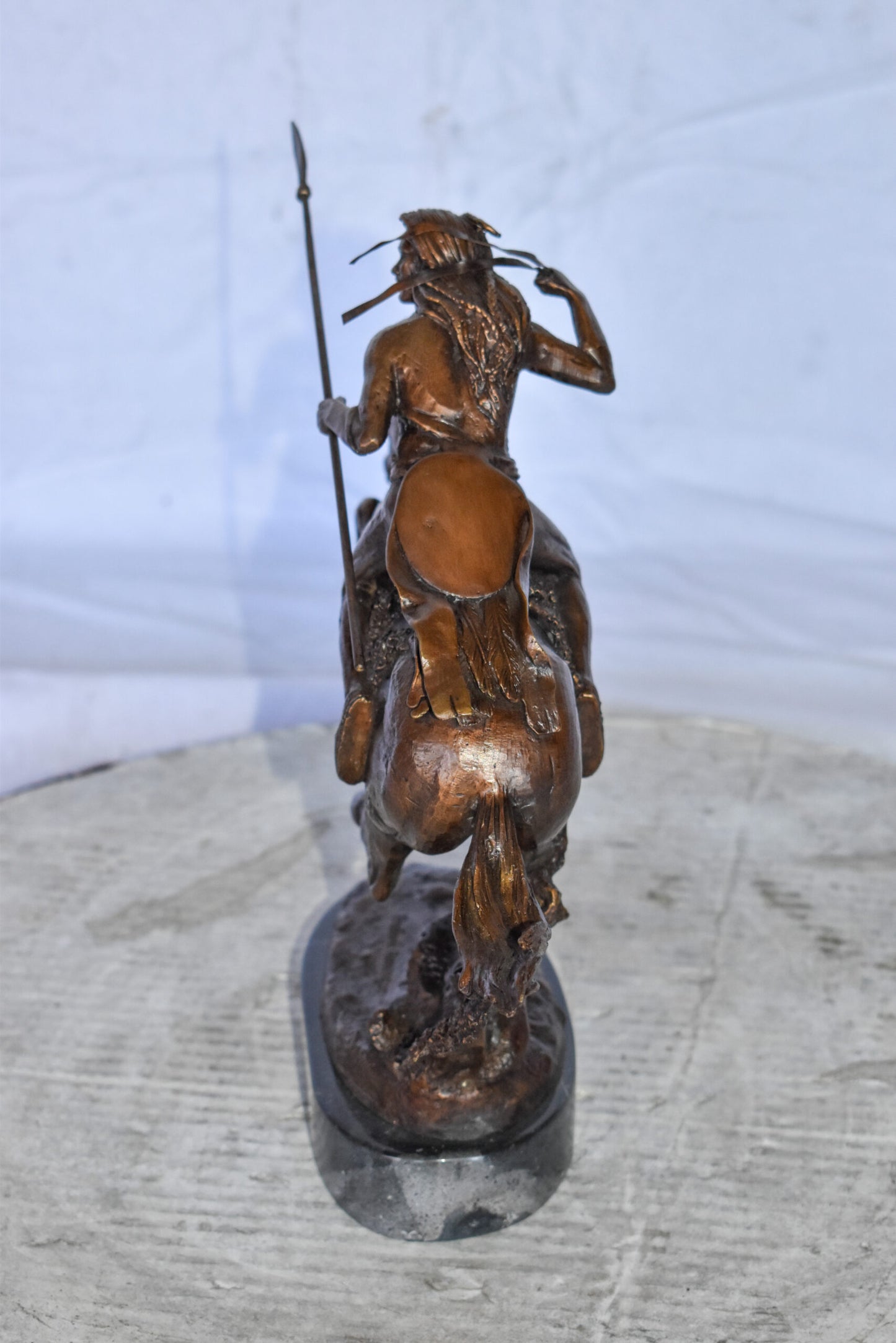 Cheyenne Remington Replica Bronze Statue on a  Marble Size: 12" x 4" x 12"H