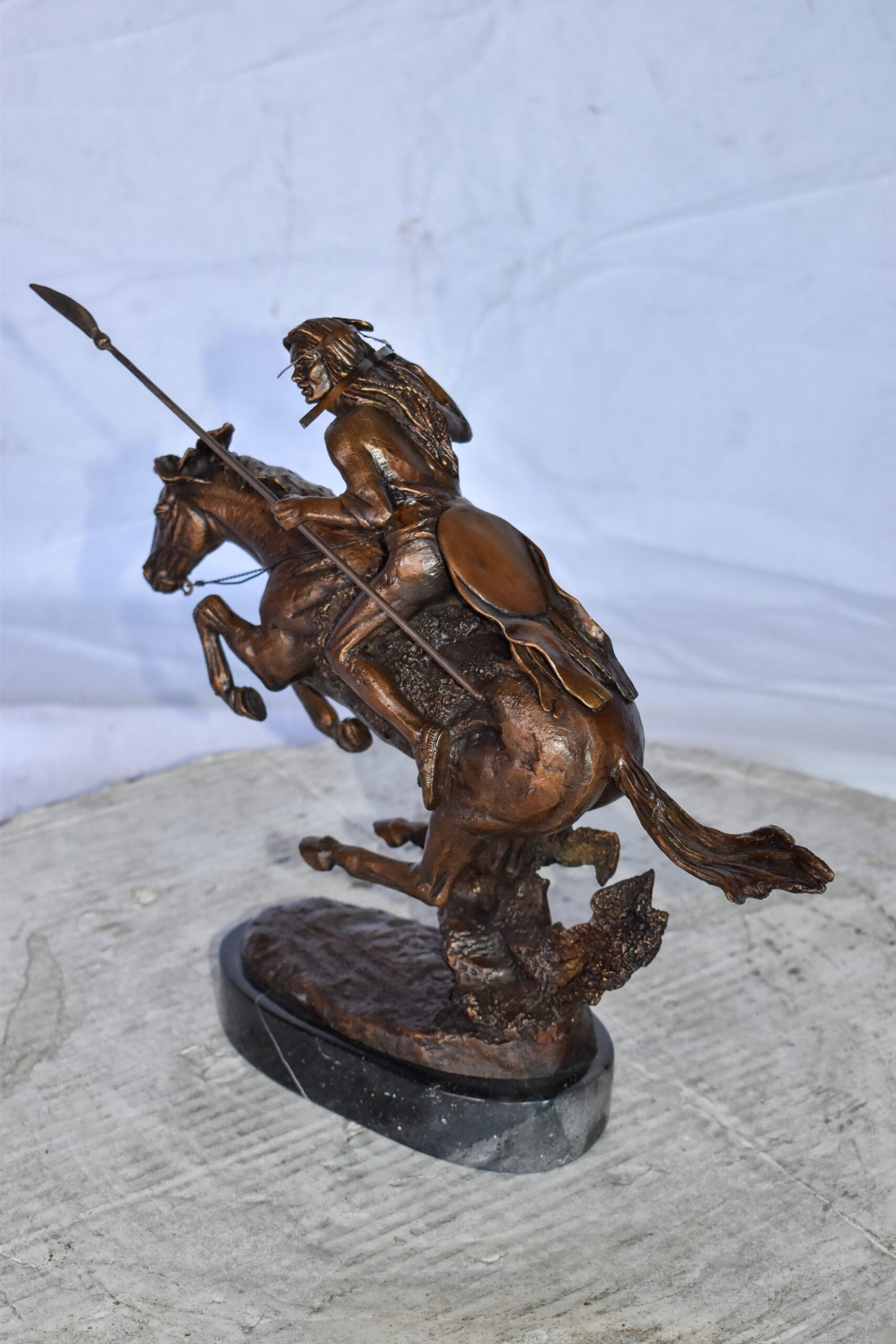Cheyenne Remington Replica Bronze Statue on a  Marble Size: 12" x 4" x 12"H