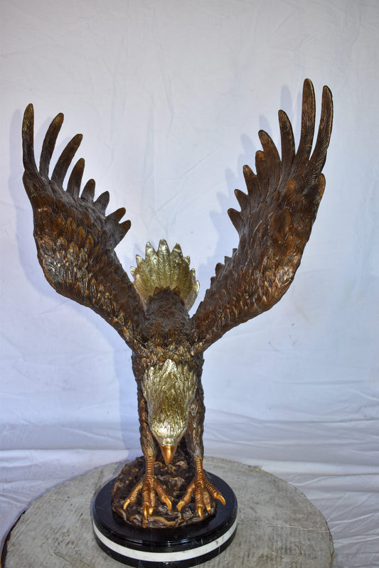 Eagle In Action Diving for His Prey Bronze Statue Size: 21" x 13" x 32"H